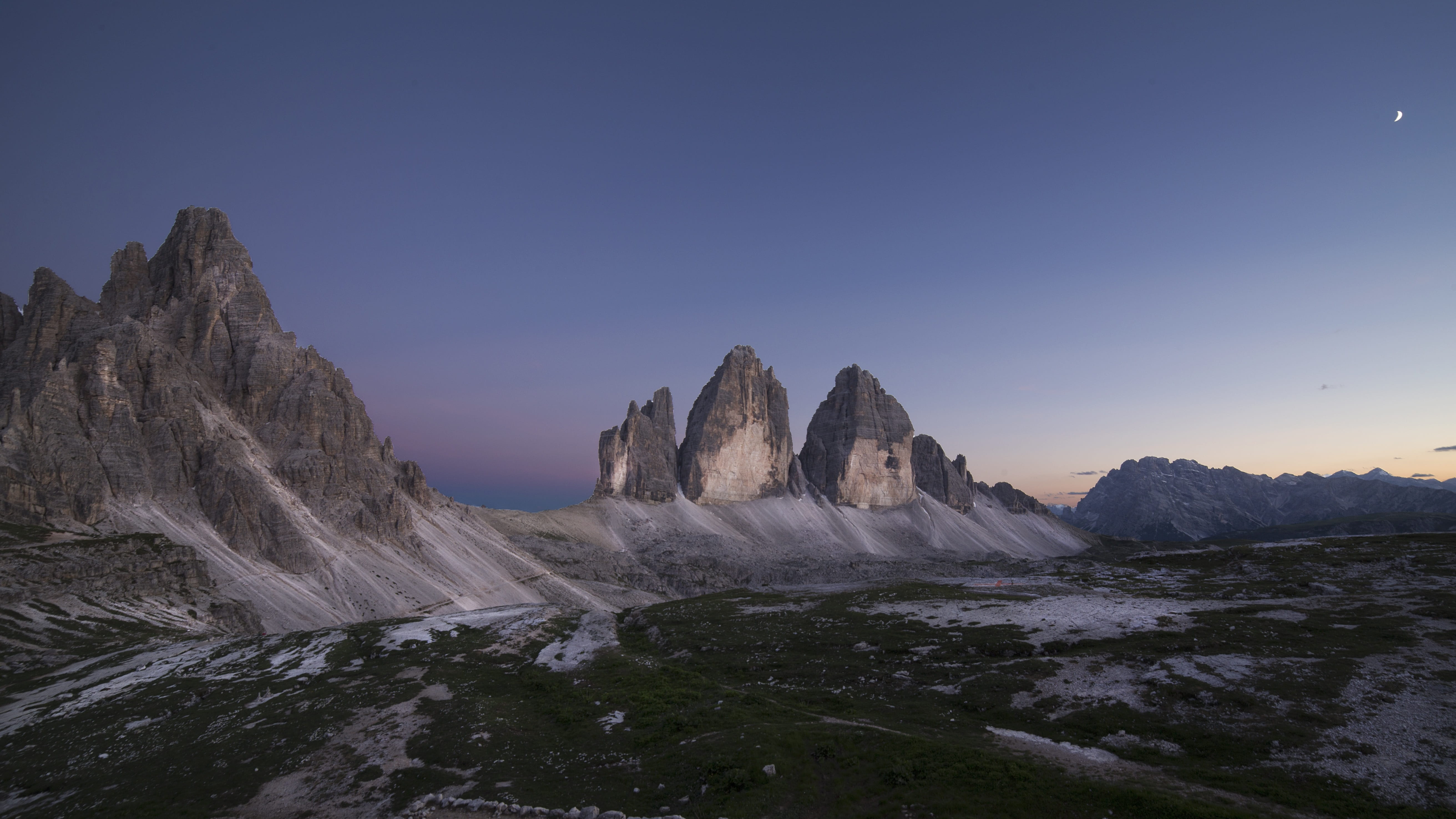 blue, mountains, natural, no people, rest, nature, nocturne, hiking, adventure, non-urban scene, alpine, sunset, tranquility, italy, tops, water, night, HD Wallpaper