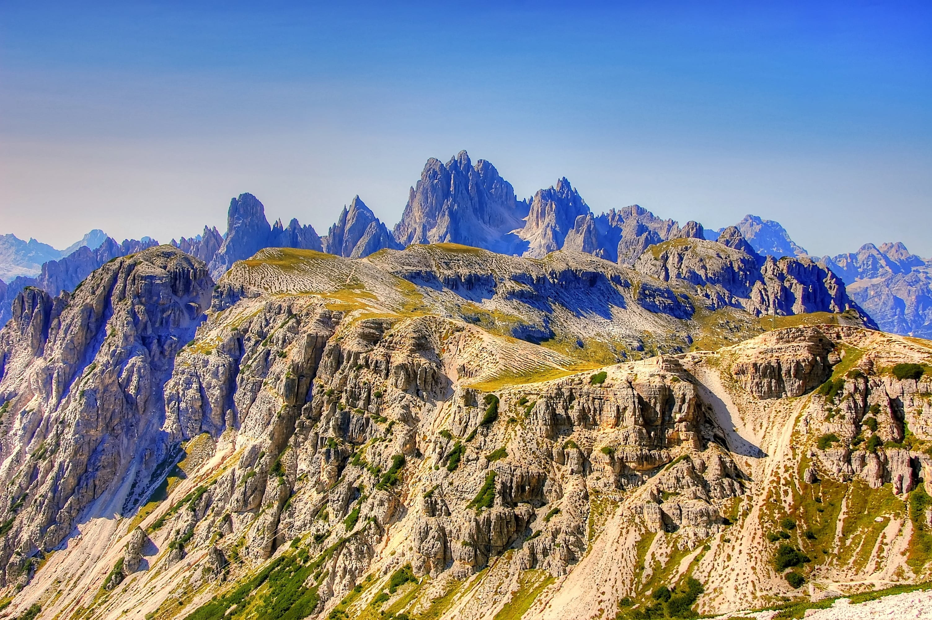 italy, rubble field, hike, tranquil scene, remote, hiking, mountains, formation, dolomites, mood, clouds, mountain range, rock formation, mountain peak, HD Wallpaper