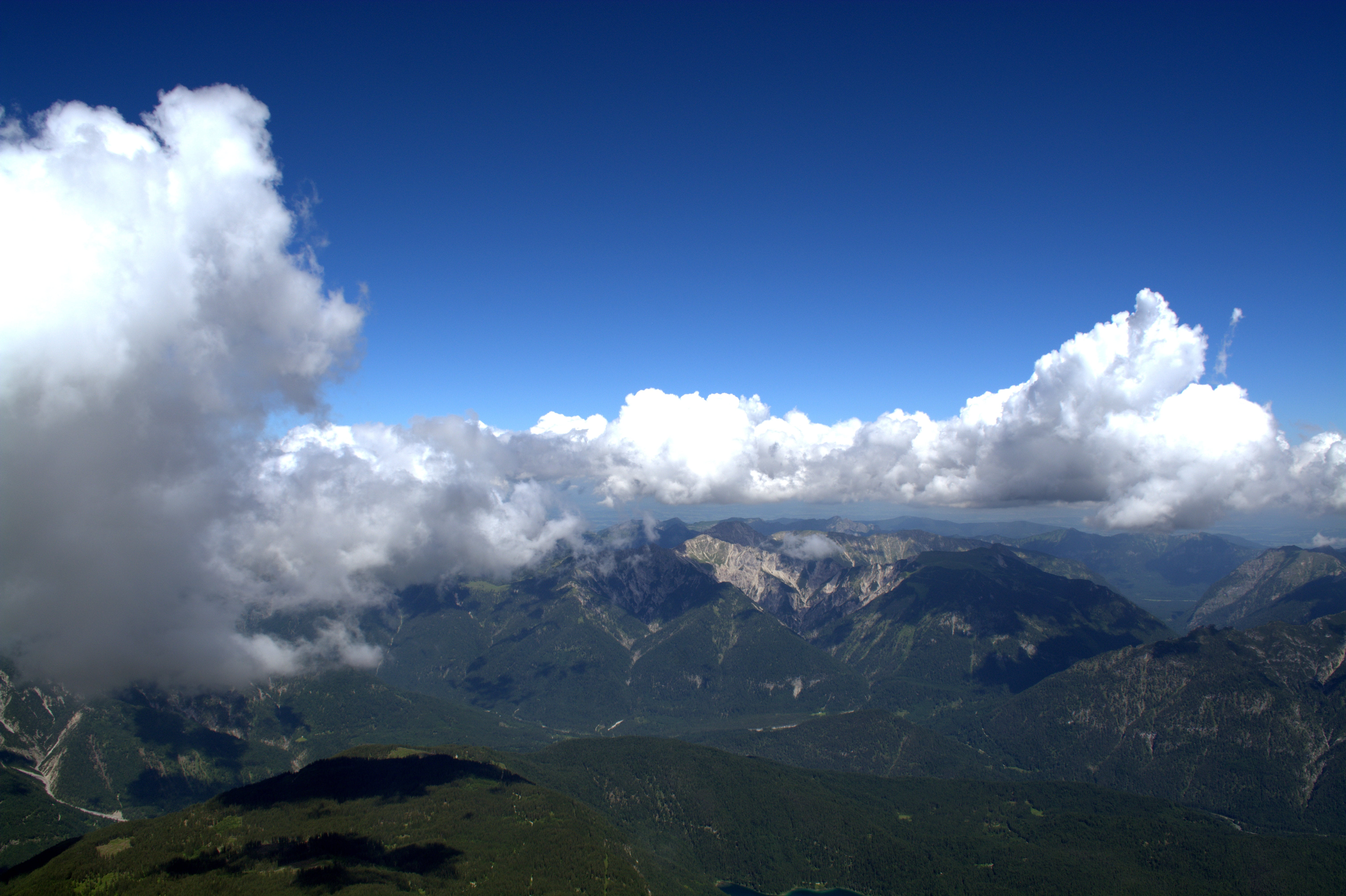 mountain Range, travel, land, nature, sky, austria, wetterstein mountains, mountain, mountain Peak, 5K, beauty in nature, eastern alps, day, zugspitze, HD Wallpaper