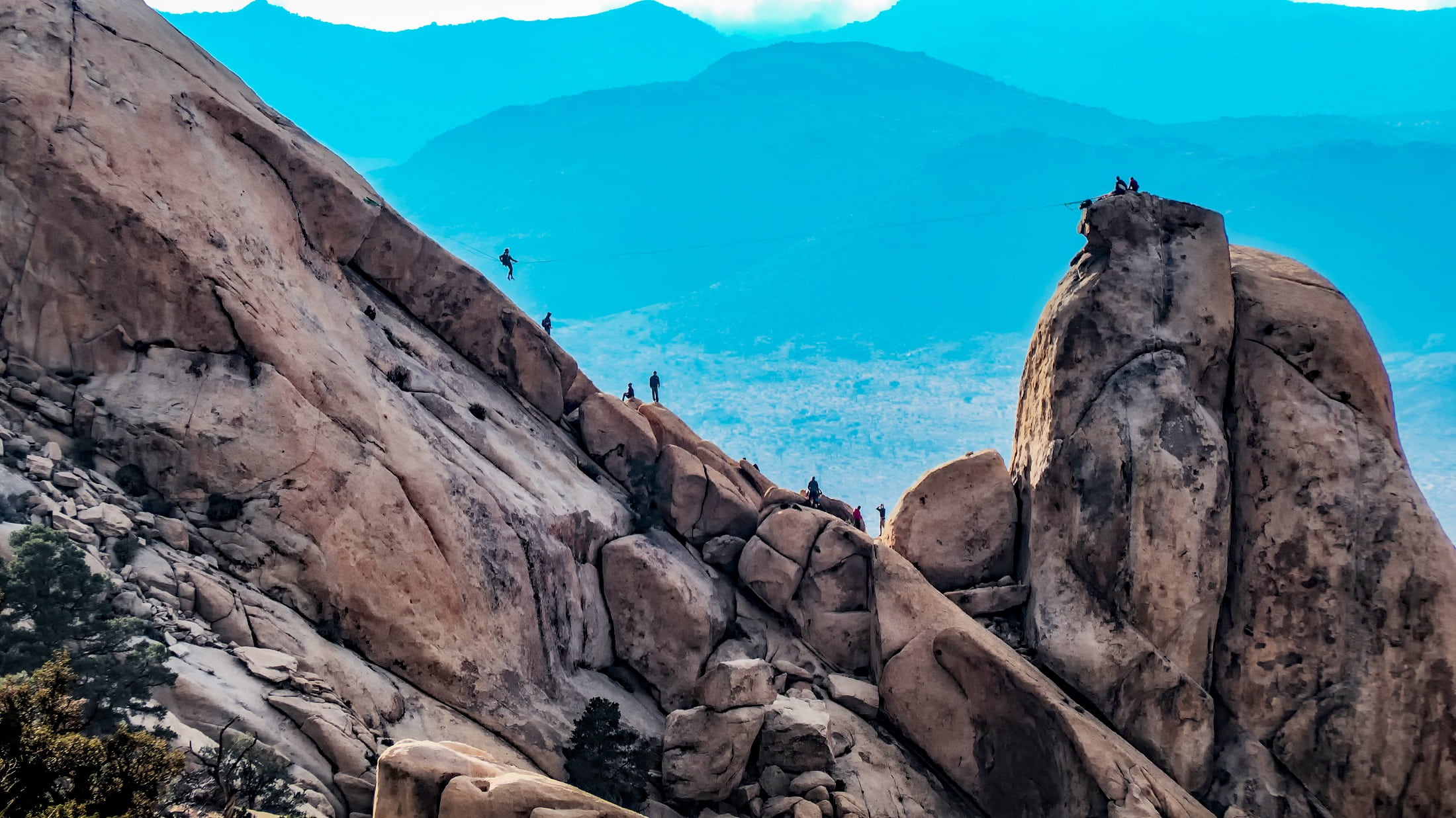 non-urban scene, zip line, california, rock formation, hdr, ryan mountain, environment, 1080P, no people, formation, cliff, climbing, travel destinations, HD Wallpaper