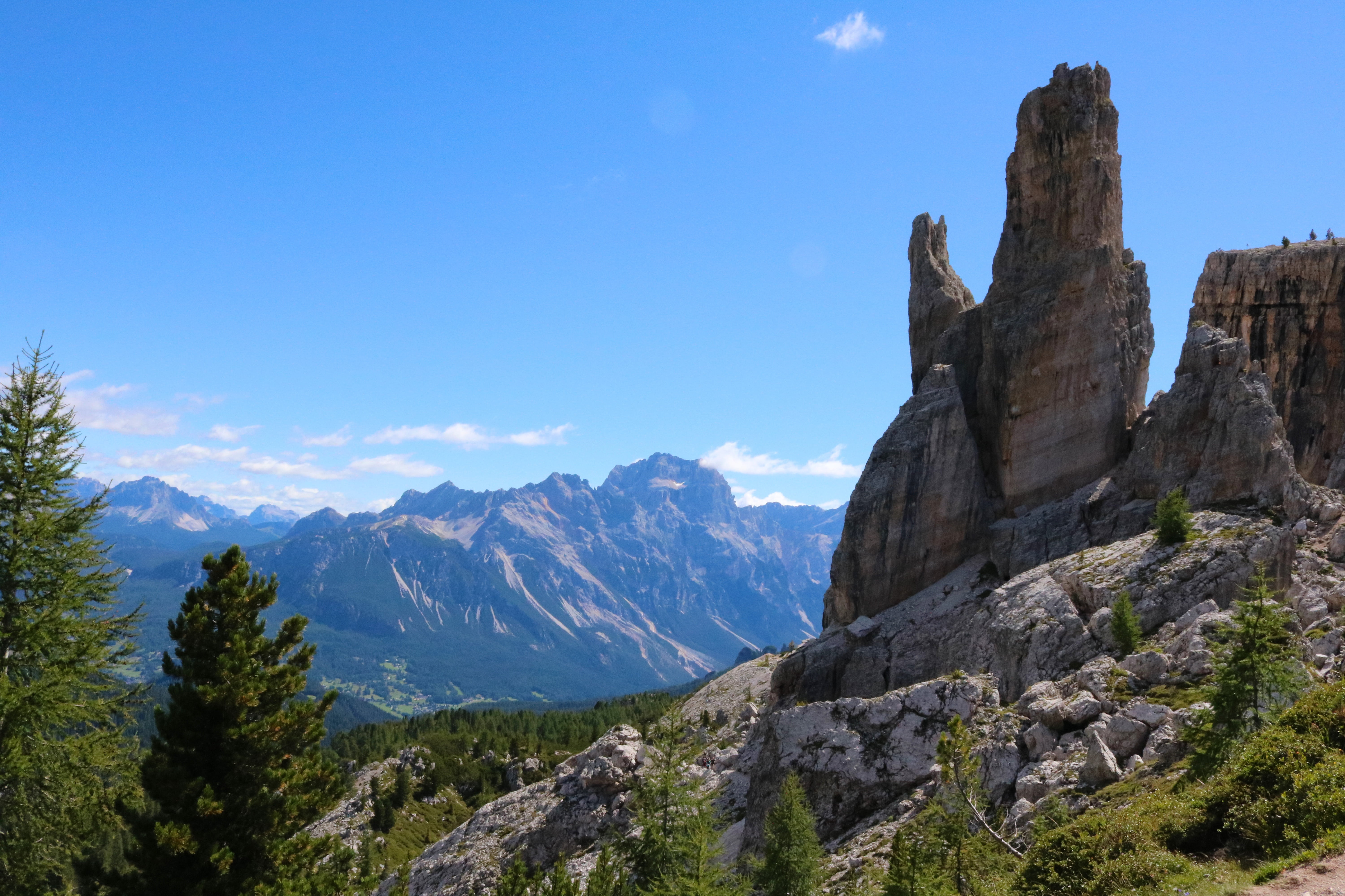 eroded, day, pine tree, no people, solid, sky, adventure, idyllic, top, italy, mountain range, non-urban scene, mountain climbing, nature, formation, peak, HD Wallpaper