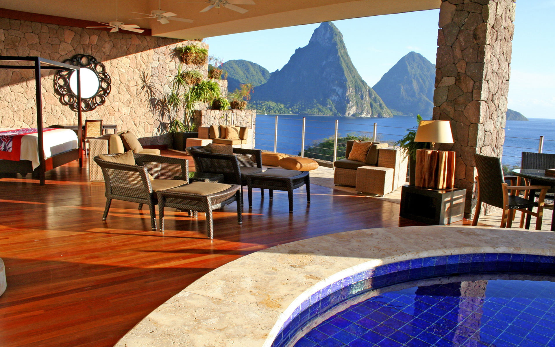 cafe, business, comfortable, luxury, furnished, holiday Villa, patio, resort, lake, fabulously, mountain, lifestyles, mirror, furniture, outdoors, absence, HD Wallpaper