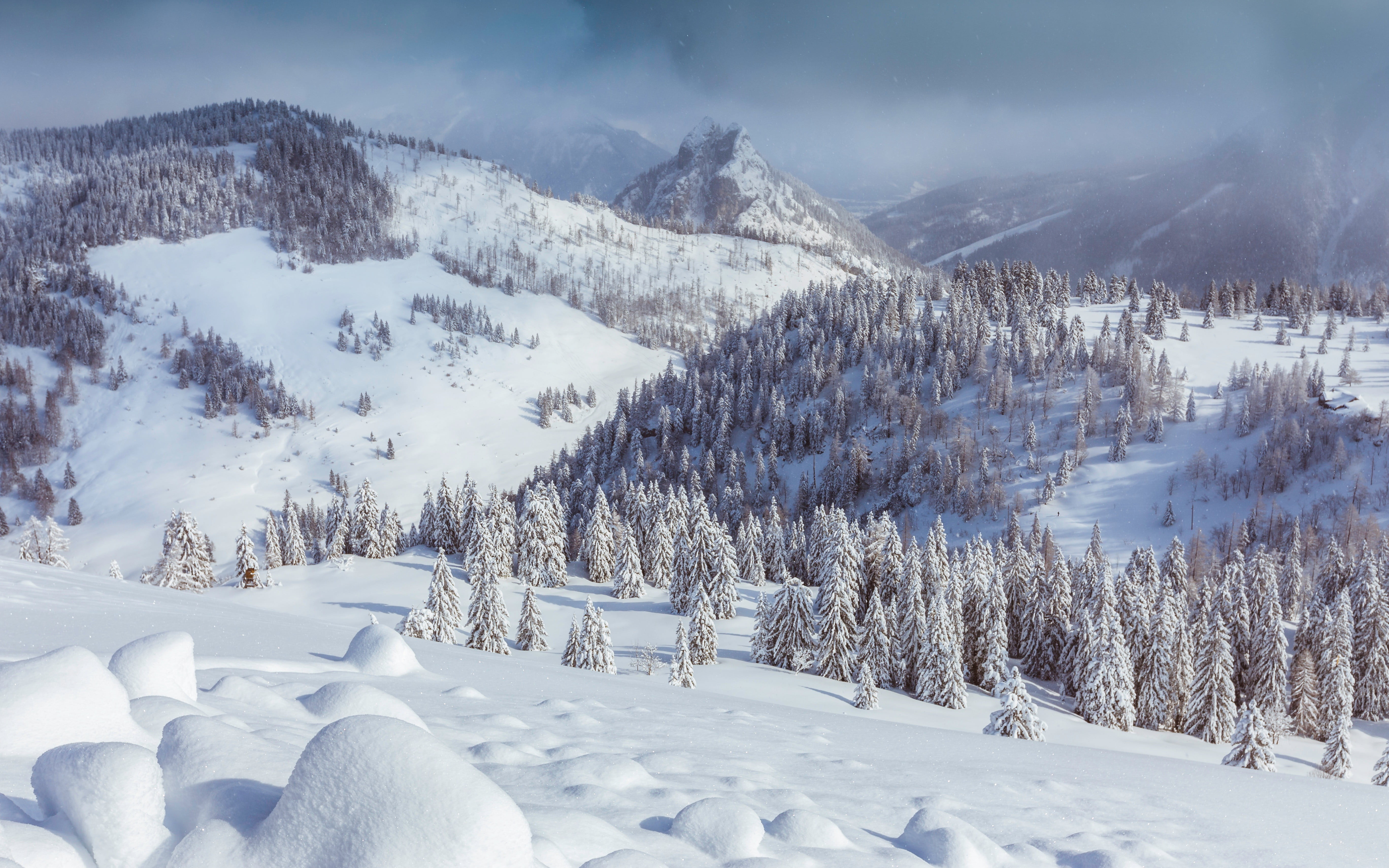 extreme weather, winter, land, environment, mountains, beauty in nature, landscape, no people, snowcapped mountain, white color, scenics - nature, covering, HD Wallpaper