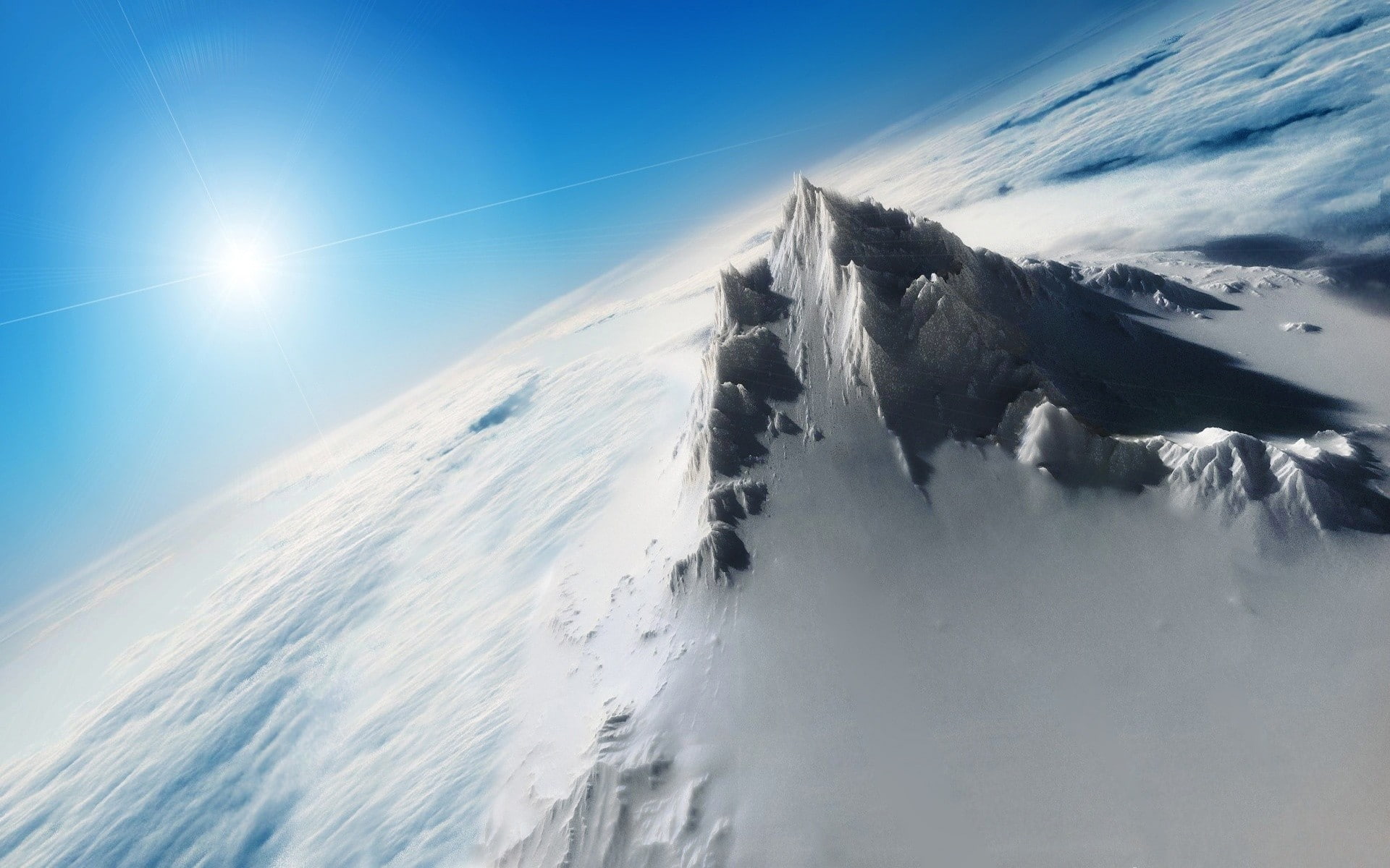 cold temperature, ice, no people, scenics - nature, sunlight, extreme weather, outdoors, environment, powder snow, blue, day, mountain peak, bright, winter, HD Wallpaper