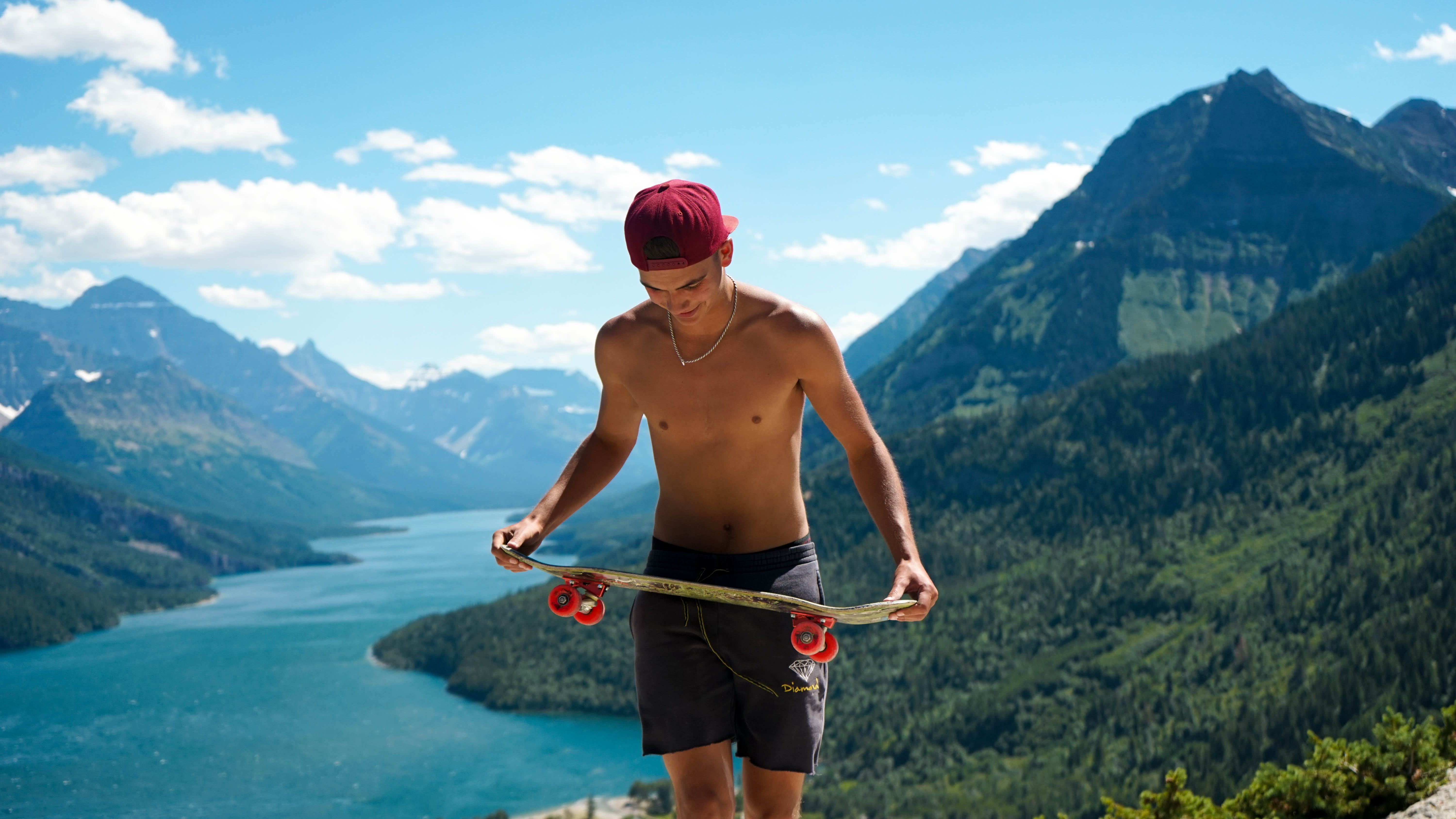skateboard, gray, front view, emotion, adult, adventure, mountain peak, sport, activity, 5K, untitled, leisure activity, outdoors, scenics - nature, man, HD Wallpaper