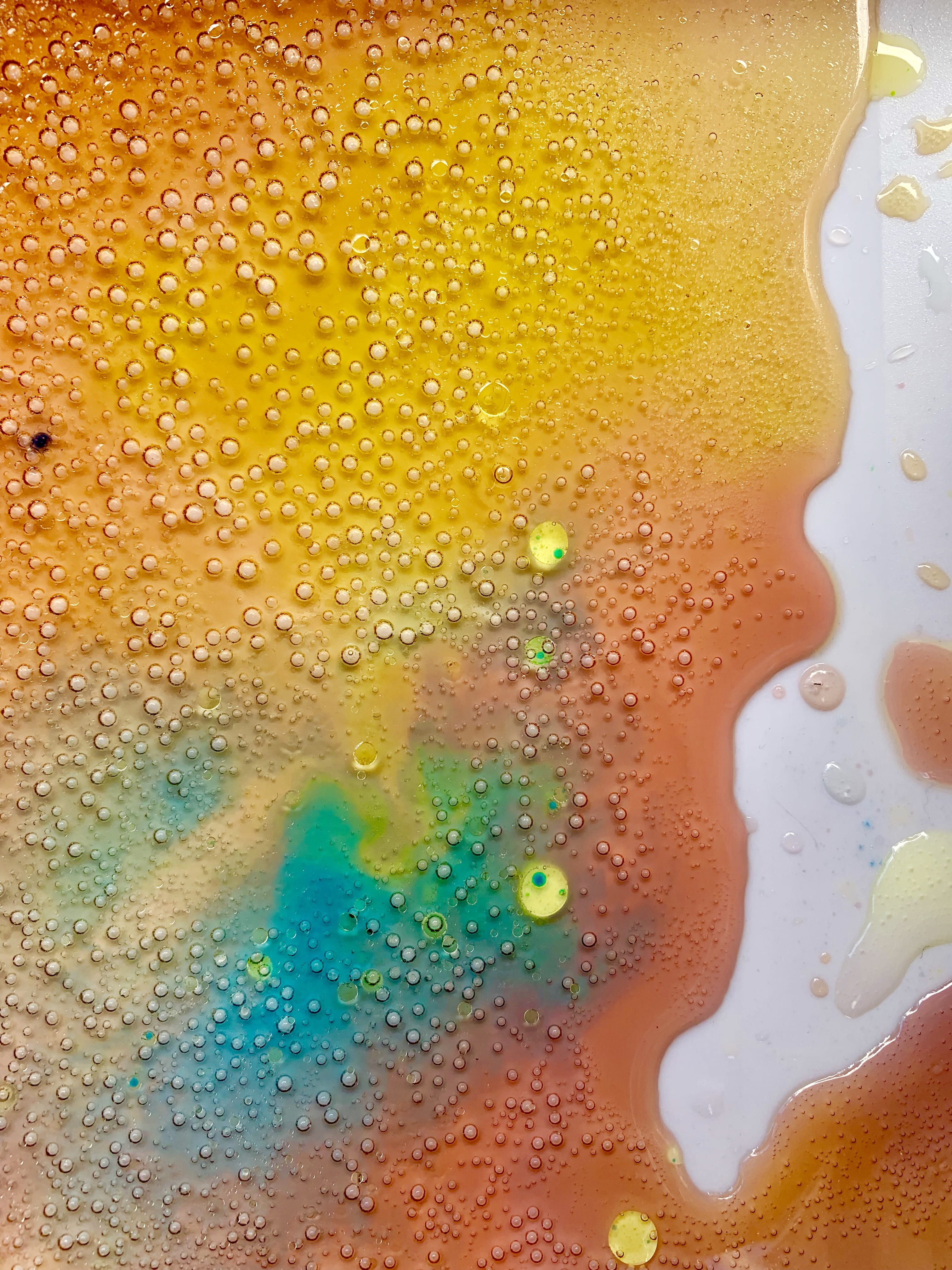 foam, indoors, bubble, alcohol, full frame, food, yellow, no people, studio shot, doodle, multi colored, mold, rock, still life, close-up, 4K, food and drink, Phone HD Wallpaper