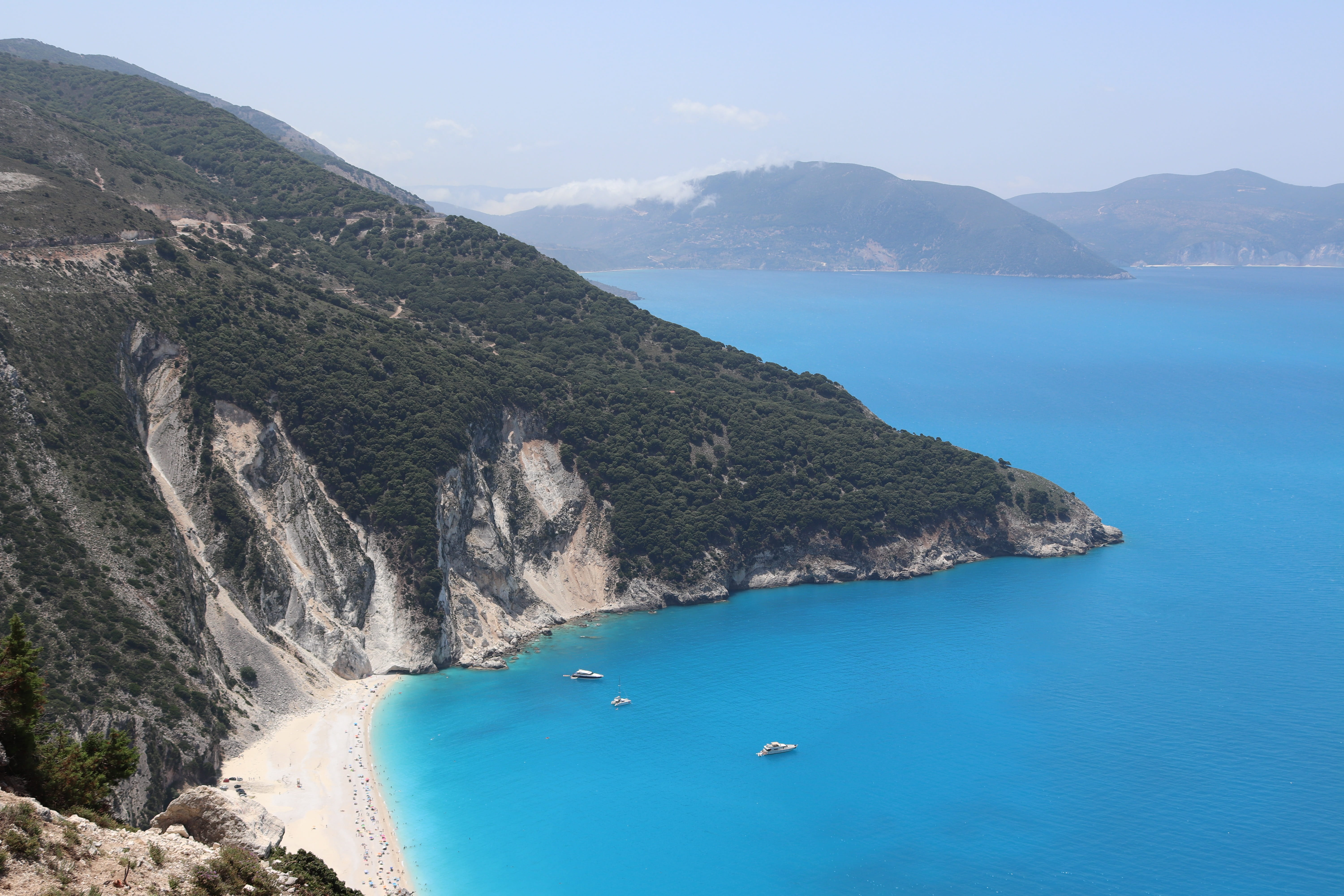 idyllic, myrtos, turquoise colored, non-urban scene, summer, no people, sea, greece, high angle view, day, island, transportation, outdoors, bay, scenics - nature, HD Wallpaper