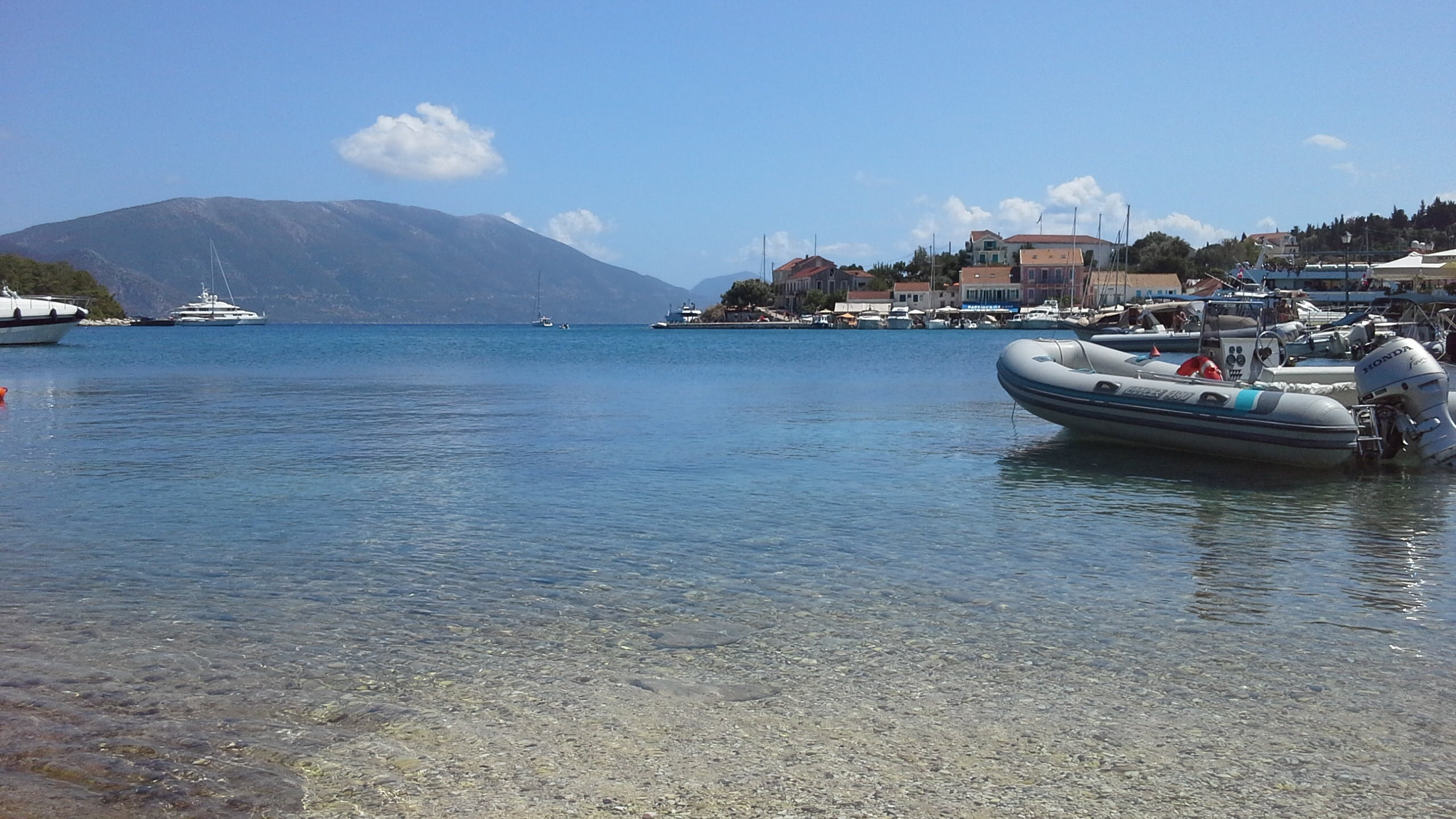 mode of transportation, no people, cloud - sky, water, moored, built structure, greece, nature, beach, kefalonia, sea, nautical vessel, transportation, HD Wallpaper