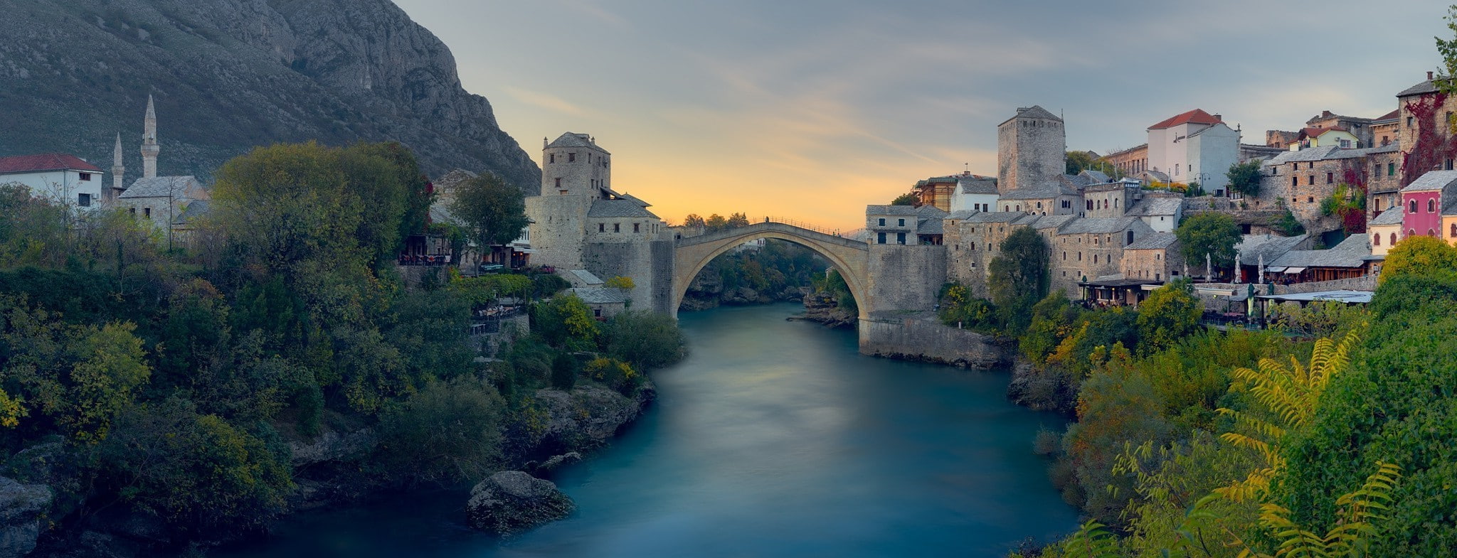 bridge - man made structure, history, cityscape, 1080P, nature, the past, connection, architecture, arch bridge, outdoors, landscape nature river old bridge city mountain trees architecture bosnia mostar, HD Wallpaper