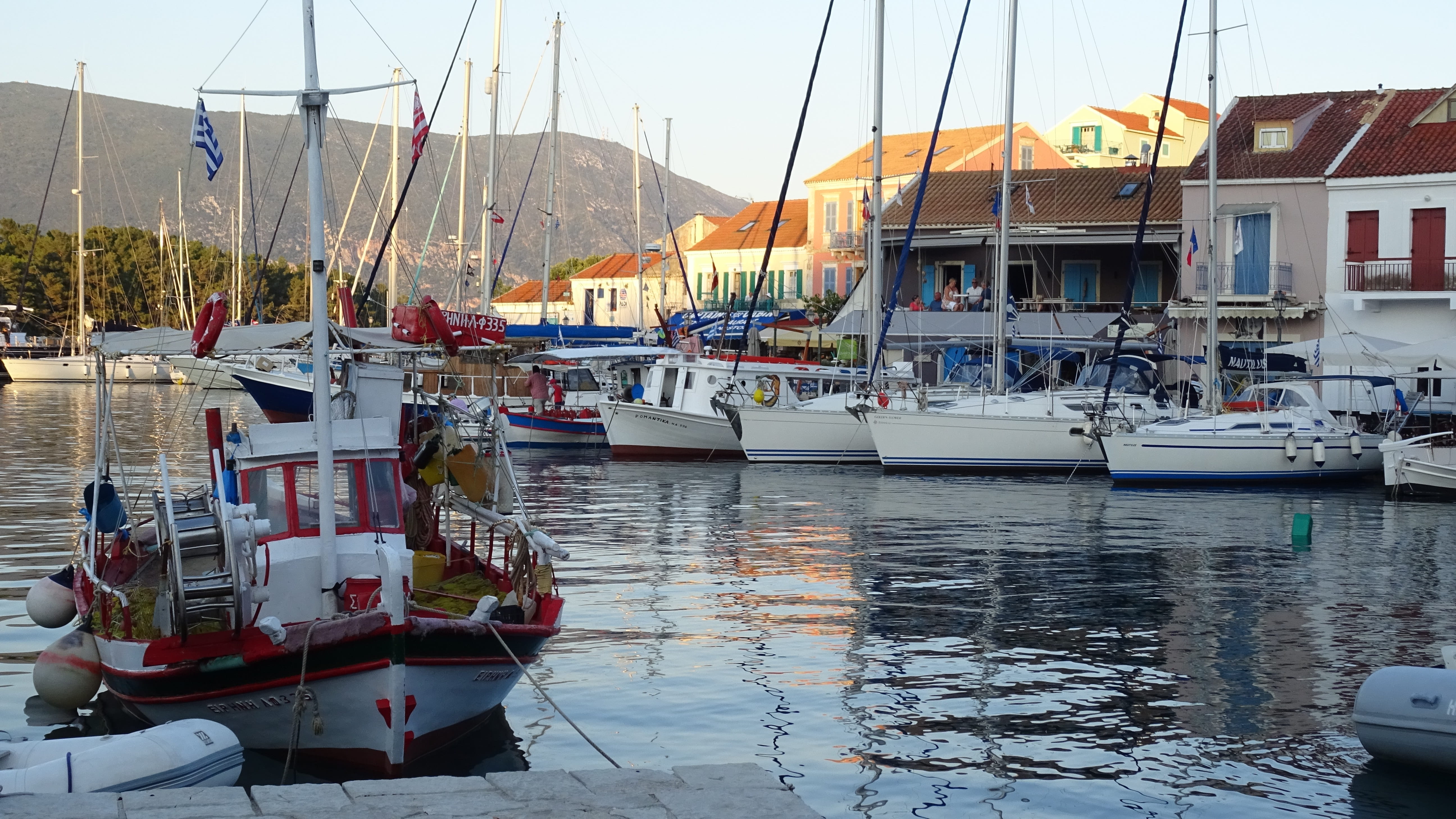 boats, built structure, 5K, nautical vessel, marina, mast, summer, fishing boats, port, outdoors, harbor, harbour, sea, greece, reflection, no people, HD Wallpaper