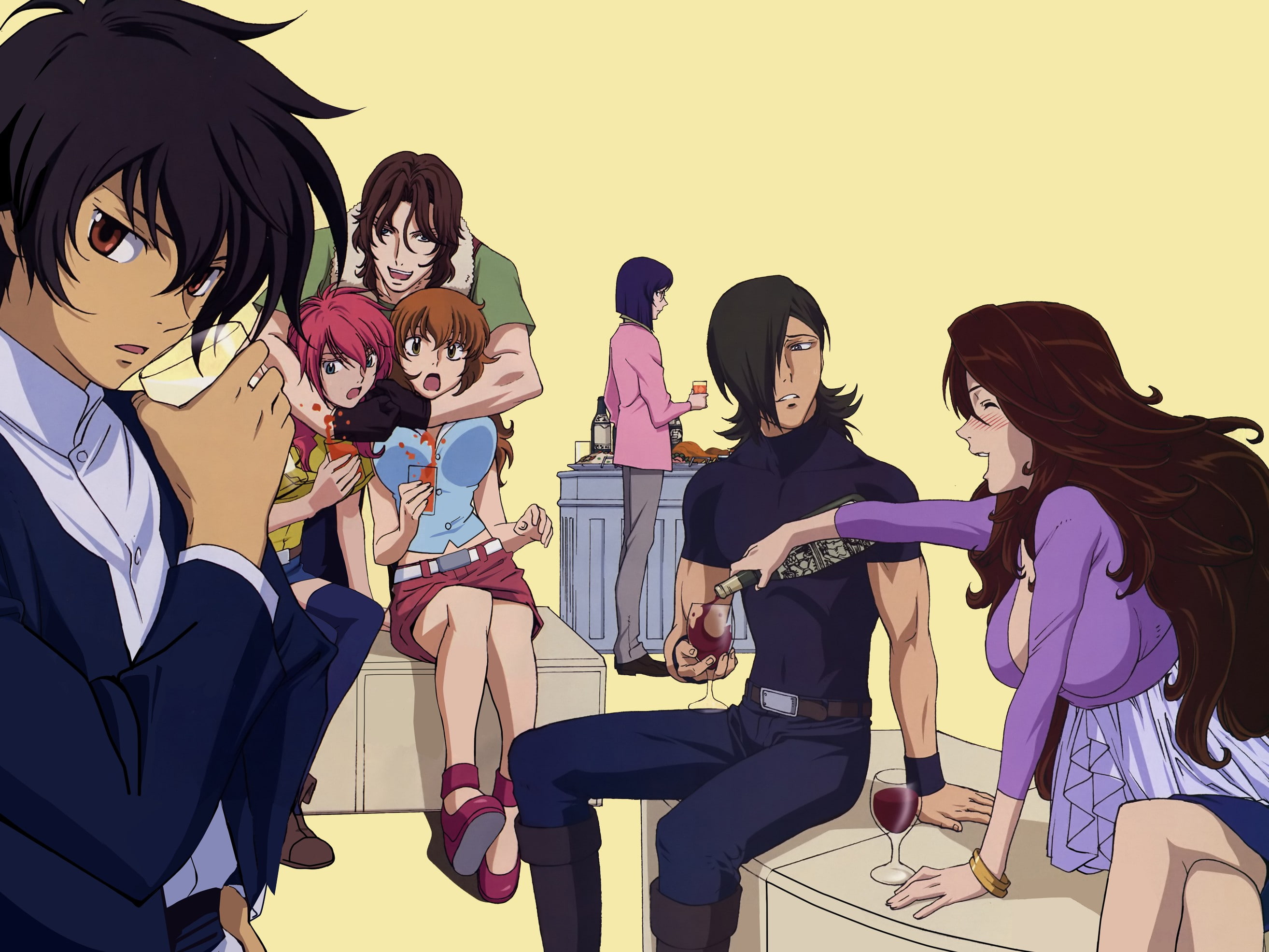 fashion, men, Mobile Suit Gundam 00, indoors, young adult, anime, hairstyle, leisure activity, standing, adult, real people, people, casual clothing, young women, HD Wallpaper