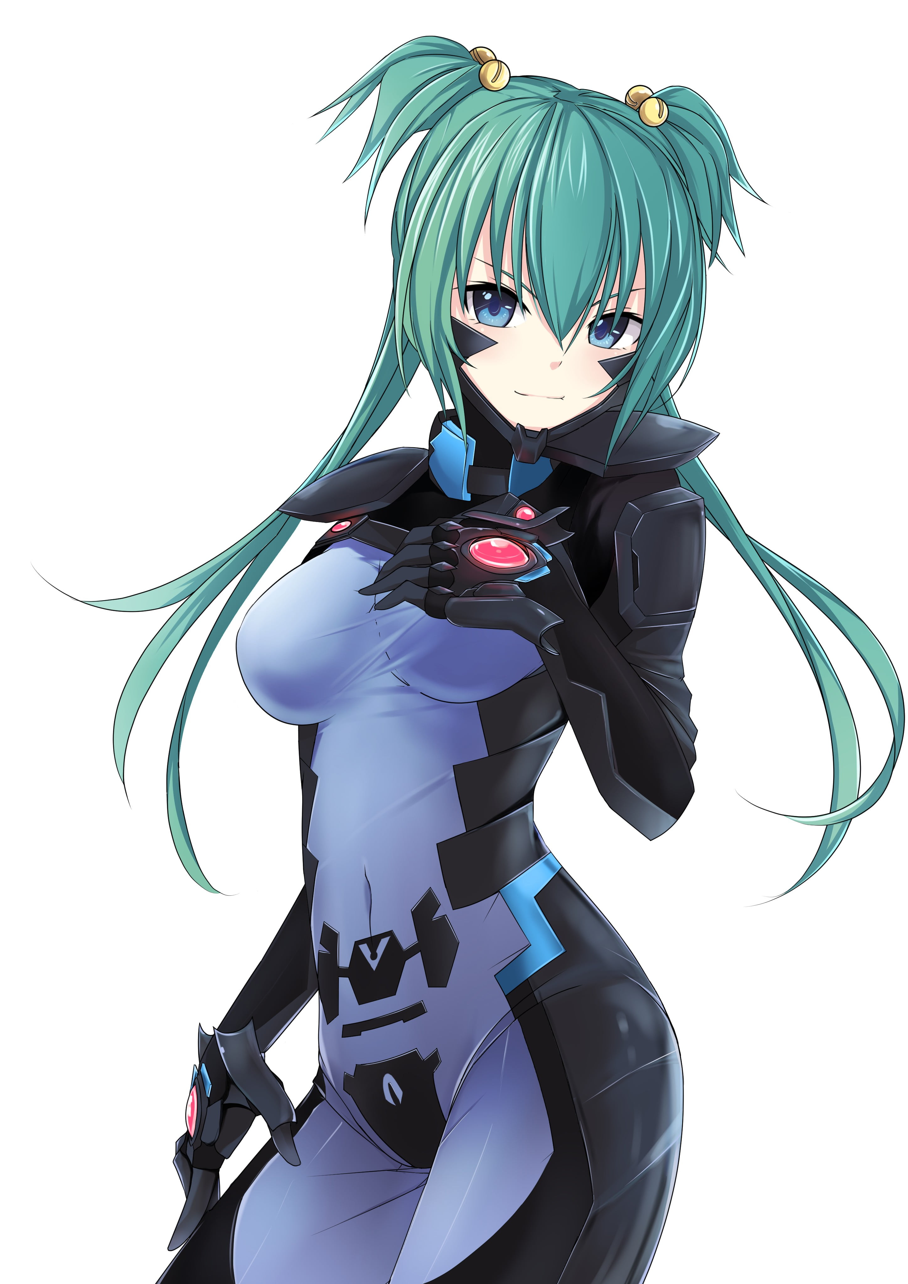 twintails, three quarter length, white background, indoors, Muv-Luv, aqua hair, anime, helmet, anime girls, superhero, happiness, emotion, studio shot, Phone HD Wallpaper