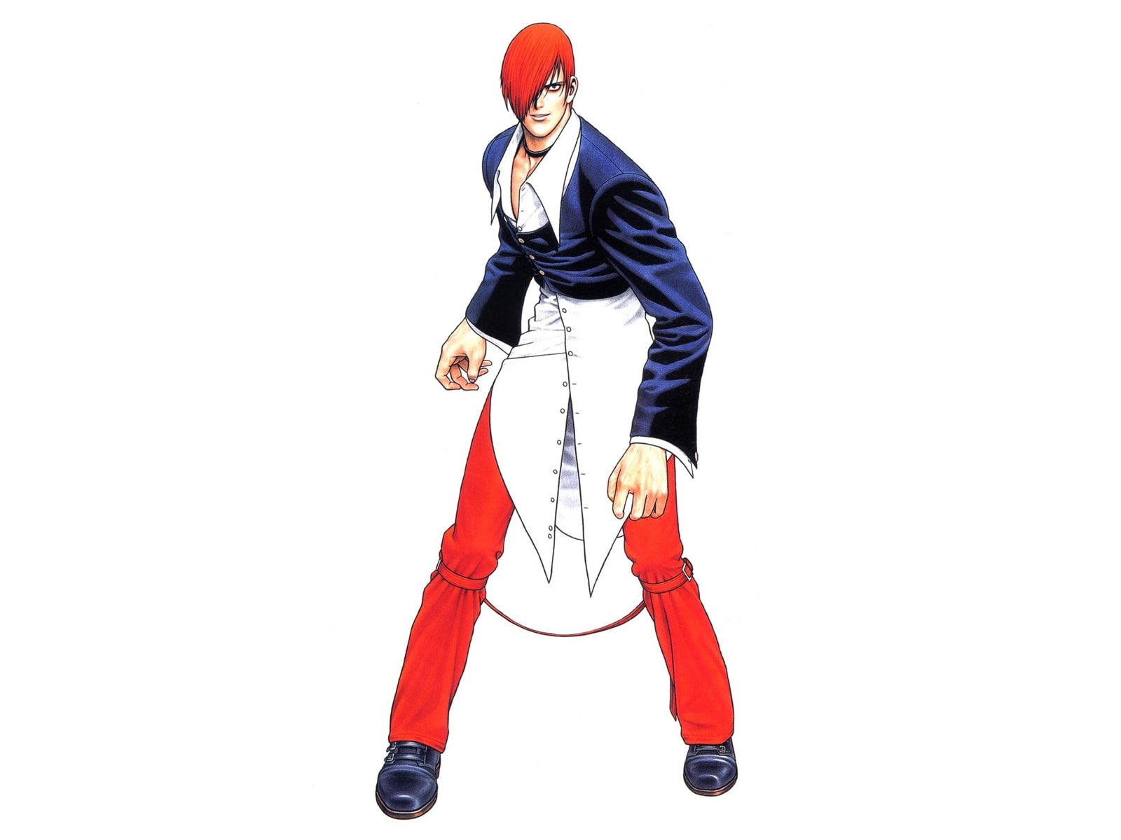 full length, studio shot, copy space, one person, casual clothing, 720P, iori yagami, holding, indoors, jeans, men, standing, red, sport, hat, front view, HD Wallpaper