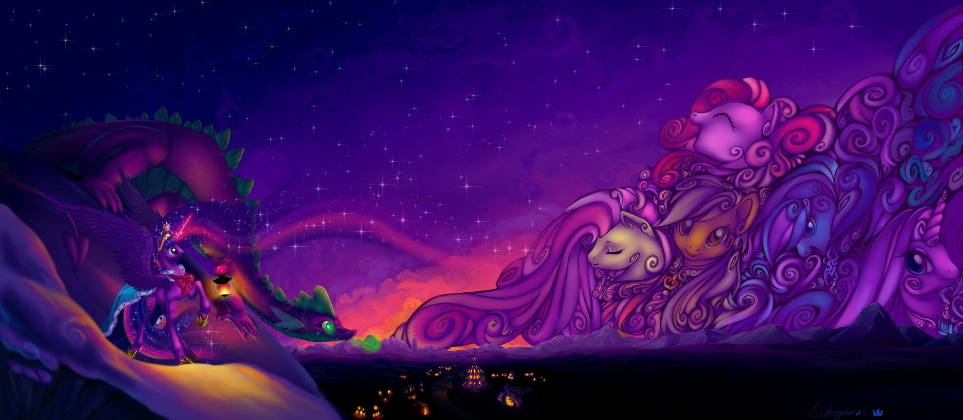 blue, abstract, Rarity (My Little Pony), marine, night, water, Applejack (My Little Pony), luminosity, animal, sea life, animal wildlife, My Little Pony: Friendship is Magic, HD Wallpaper