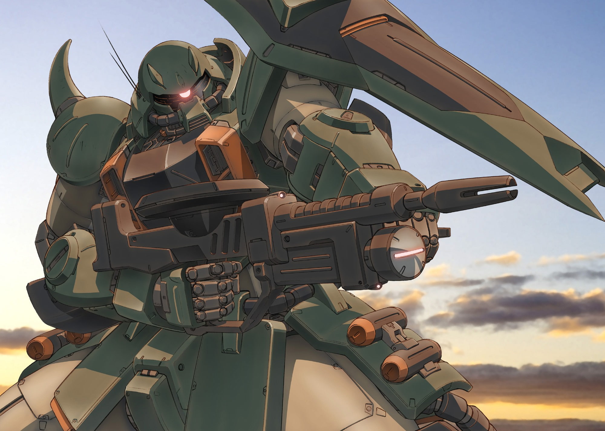 mech, 1080P, Gundam, desert, Zaku II, HD Wallpaper