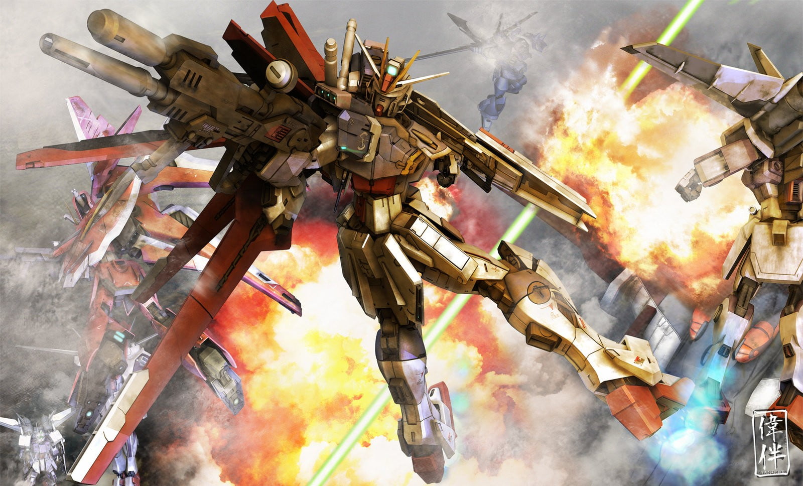 war, fighting, motion, outdoors, fire, no people, aggression, government, violence, fire - natural phenomenon, Mobile Suit Gundam SEED, smoke - physical structure, HD Wallpaper
