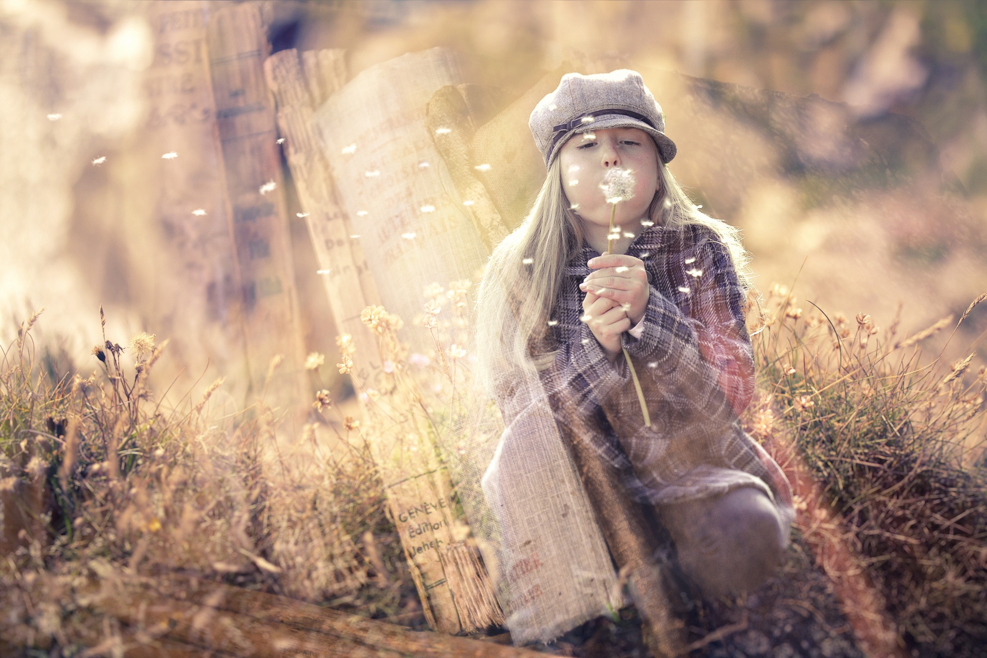 front view, grass, forest, outdoors, dream world, tree, three quarter length, dream, selective focus, fantasy, wind, people, autumn, one Person, women, HD Wallpaper