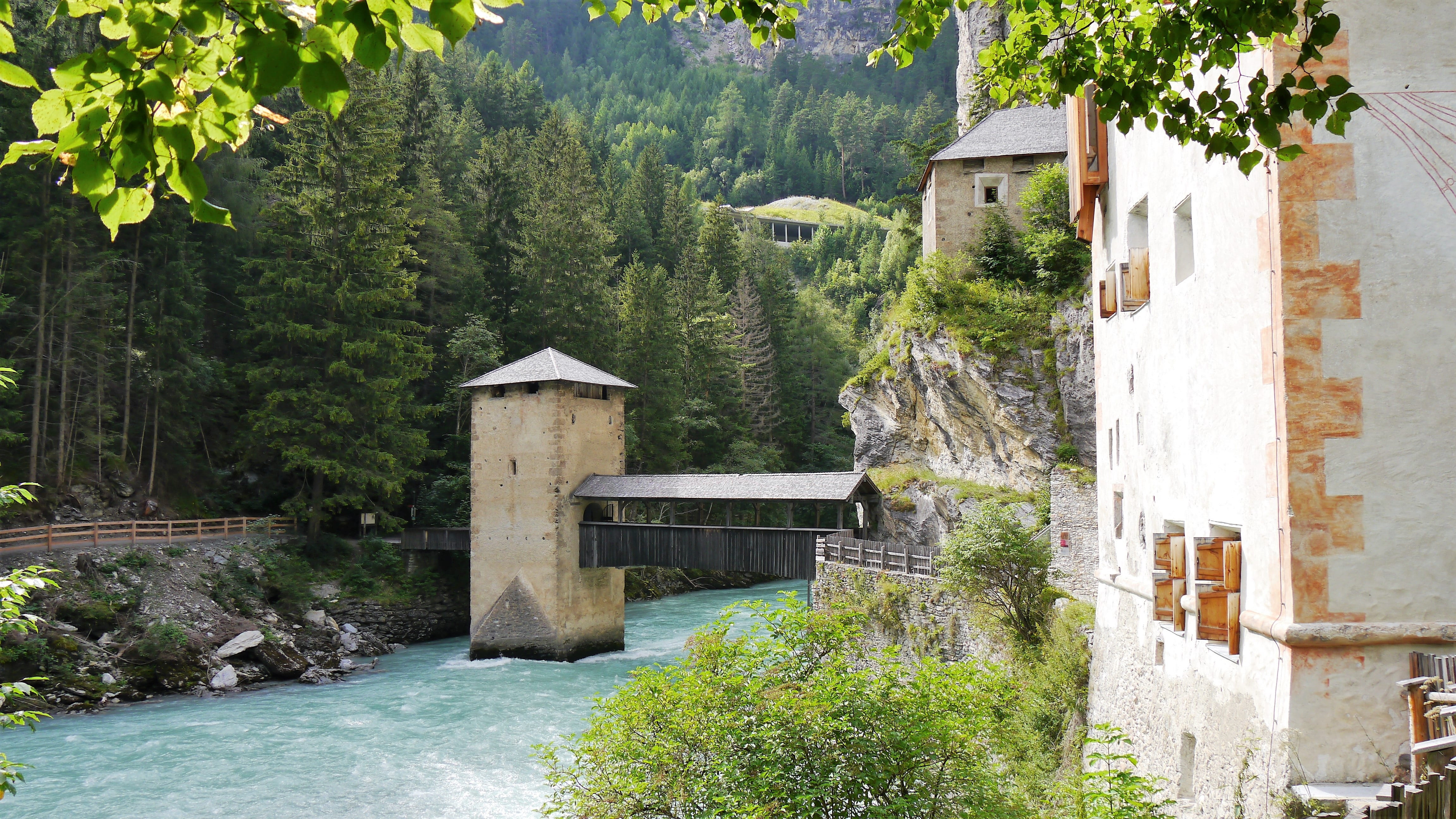 residential district, nature, tree, mountains, built structure, plant, river, mountain, water, flowers, grass, finstermunz, alps, outdoors, architecture, HD Wallpaper