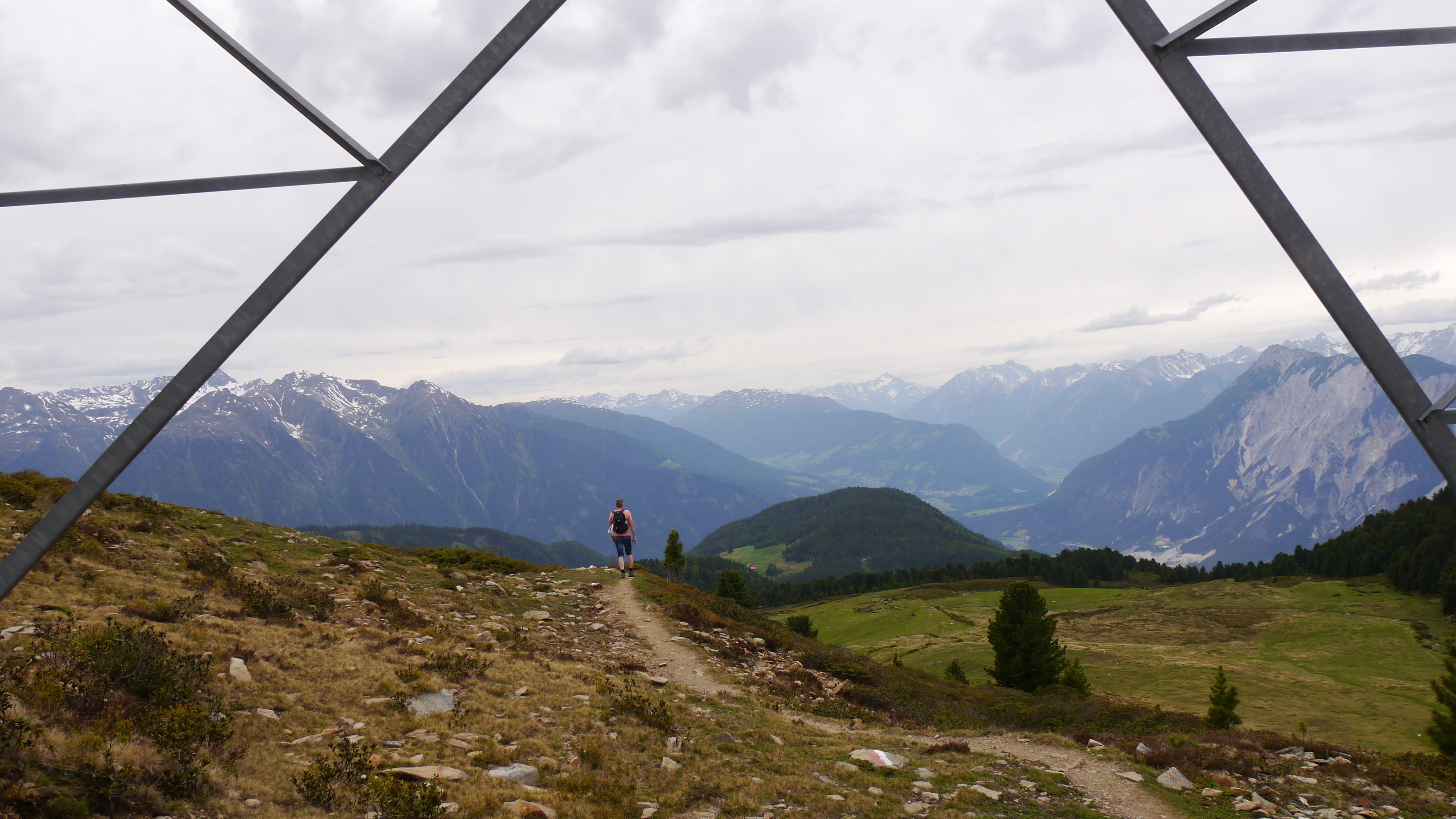 outdoor, grass, flowers, scenics - nature, green, scenic, tyrol, one person, landscape, tranquility, panorama, lifestyles, austria, activity, sky, mountain landscape, HD Wallpaper