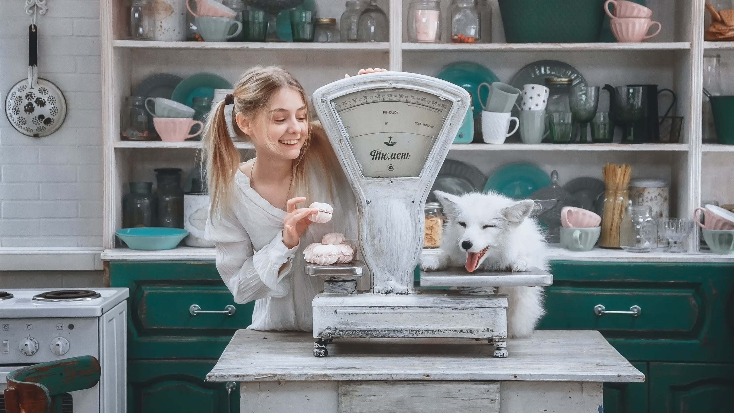 dog, Libra, 2K, girl, Andrey Vasilyev, HD Wallpaper