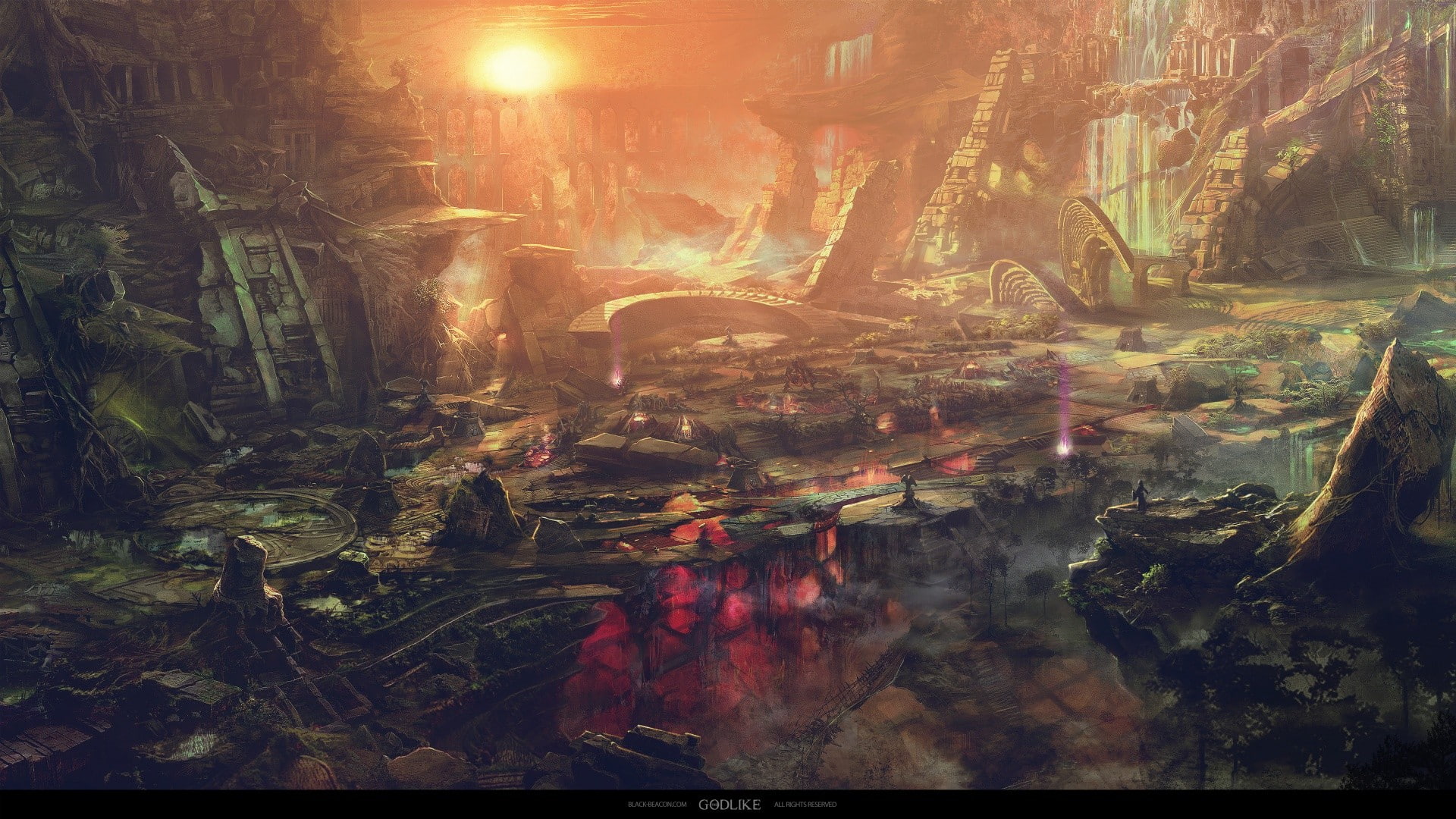 auto post production filter, backgrounds, day, religion, digital composite, plant, transfer print, fantasy art, outdoors, reflection, forest, sunlight, HD Wallpaper