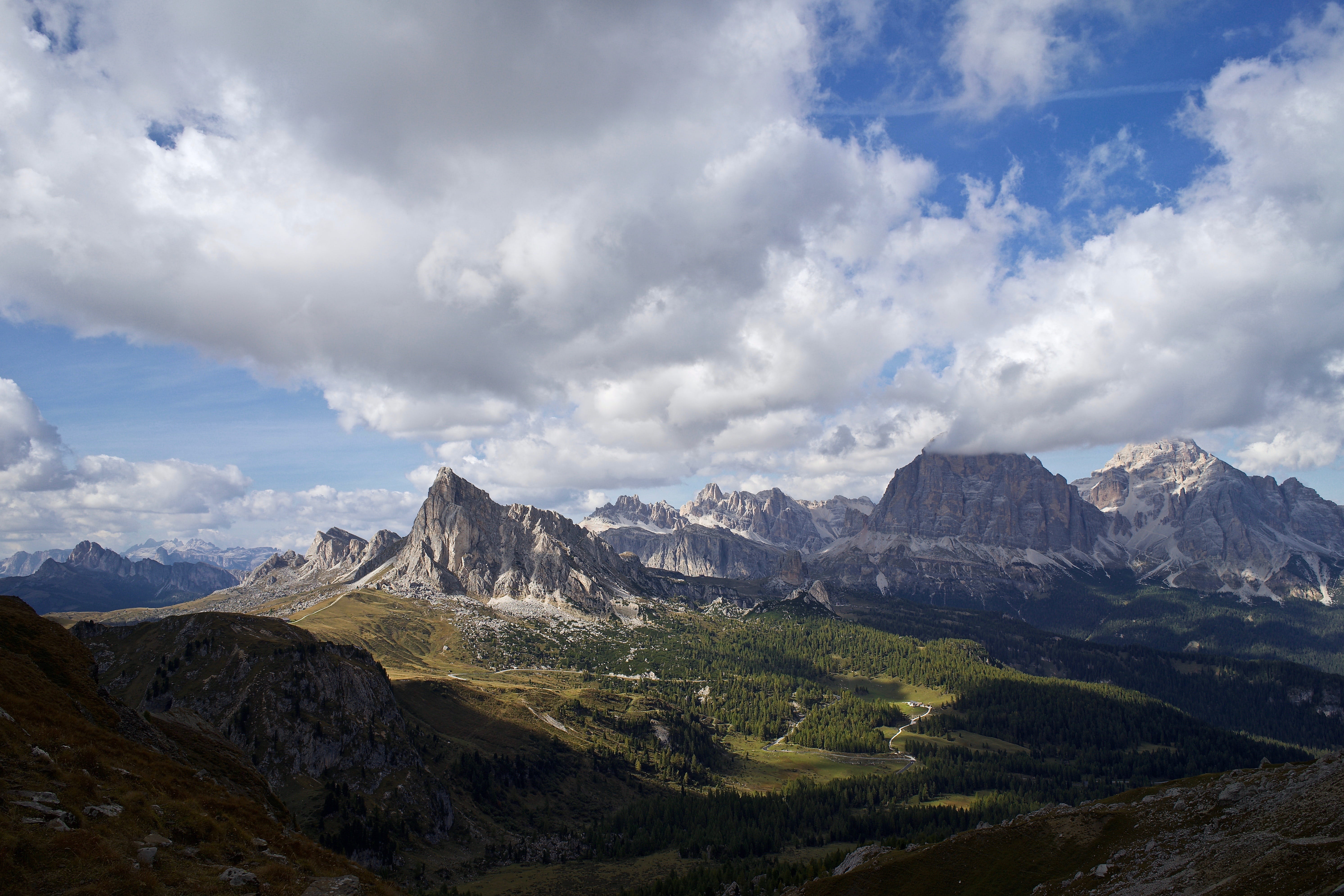 nature, remote, giau pass, physical geography, mountain, day, landscape, environment, italy, tranquil scene, non-urban scene, mountain peak, no people, HD Wallpaper