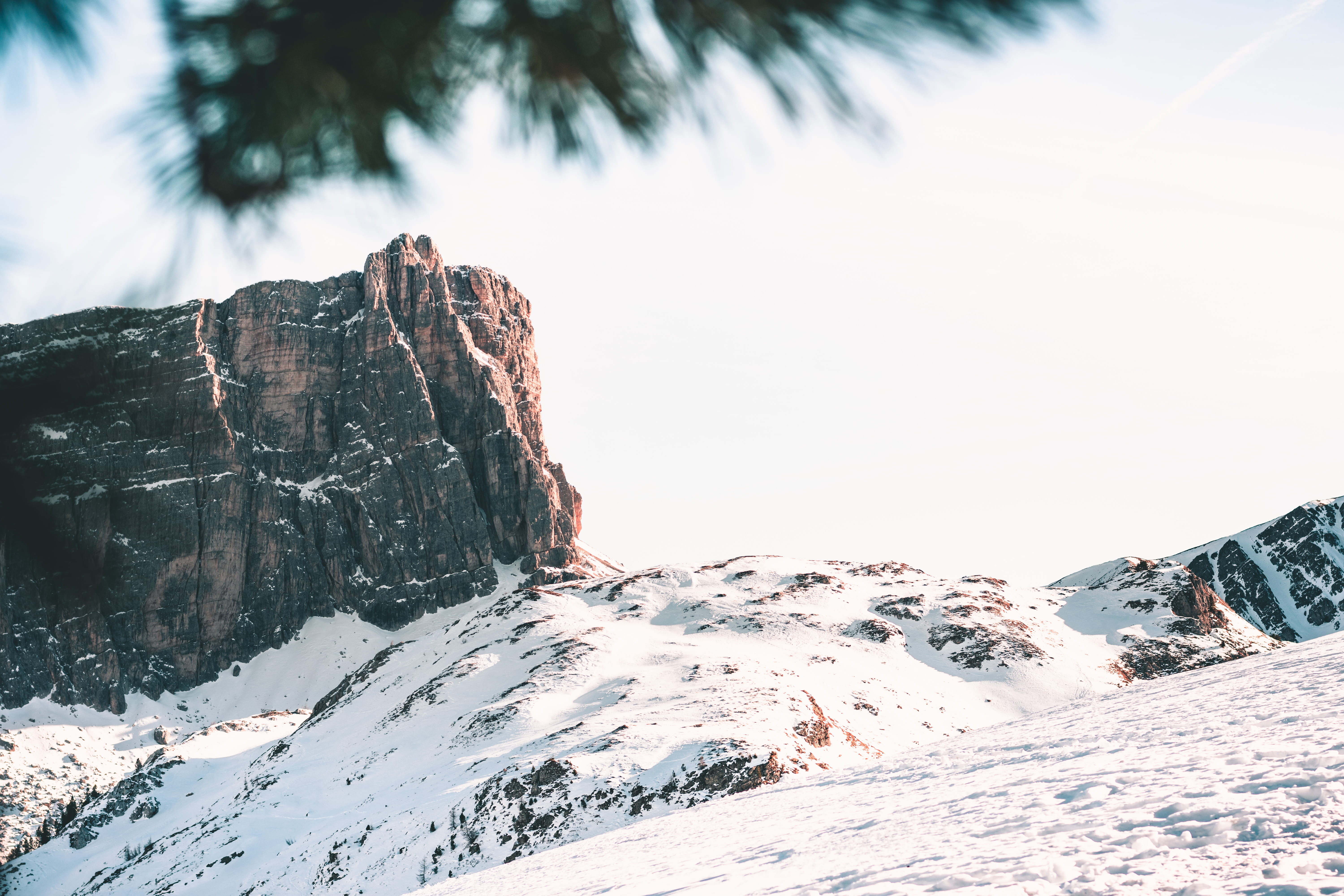 glacier, mountain, snow, nature, giau, tree, landscape, giau pass, sky, solid, rock, dolomiti, 5K, italy, tranquil scene, day, christmas, tranquility, HD Wallpaper