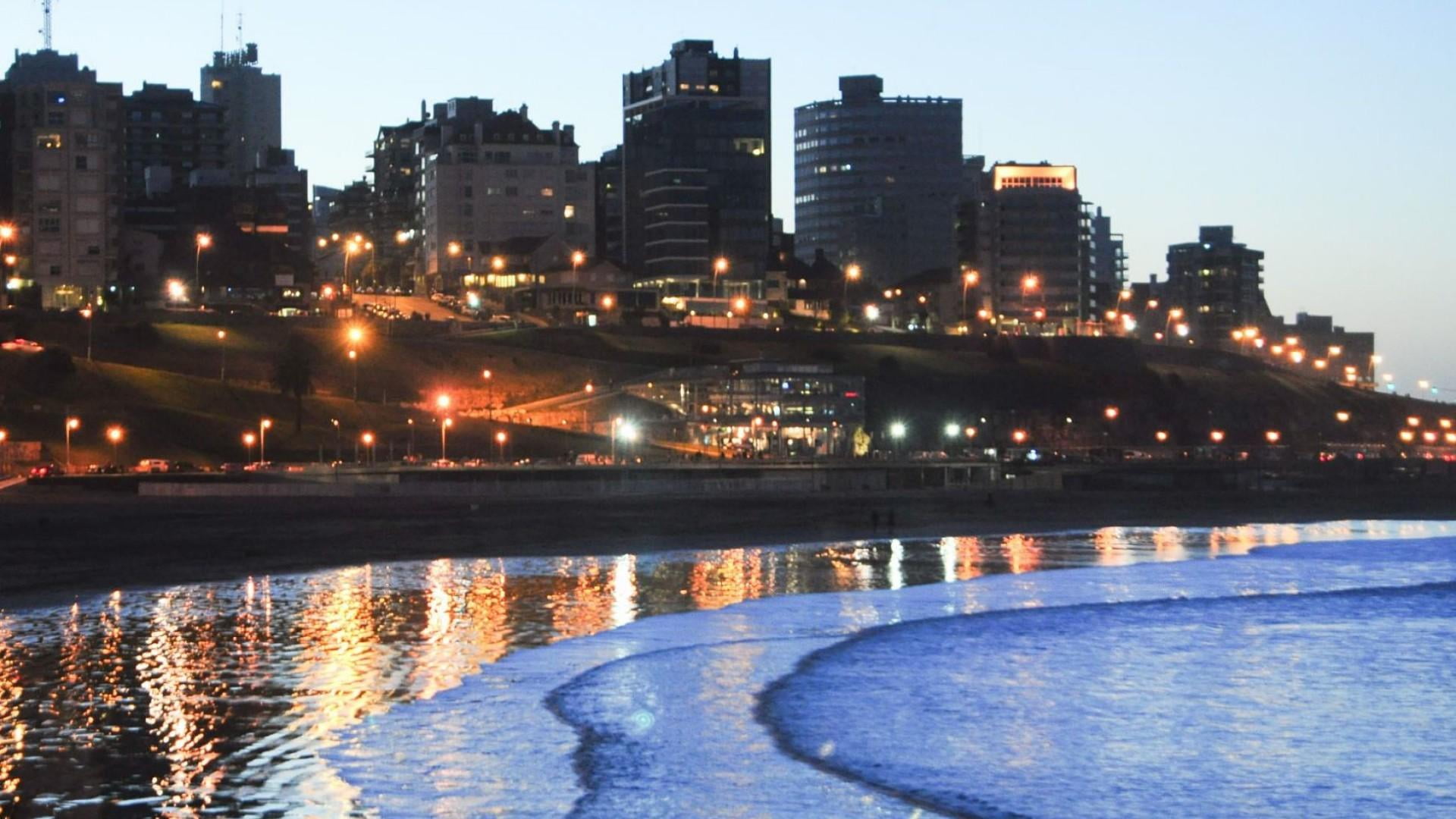 cityscape, mar del plata city, travel destinations, night, built structure, no people, dusk, building, nature, reflection, building exterior, river, illuminated, HD Wallpaper