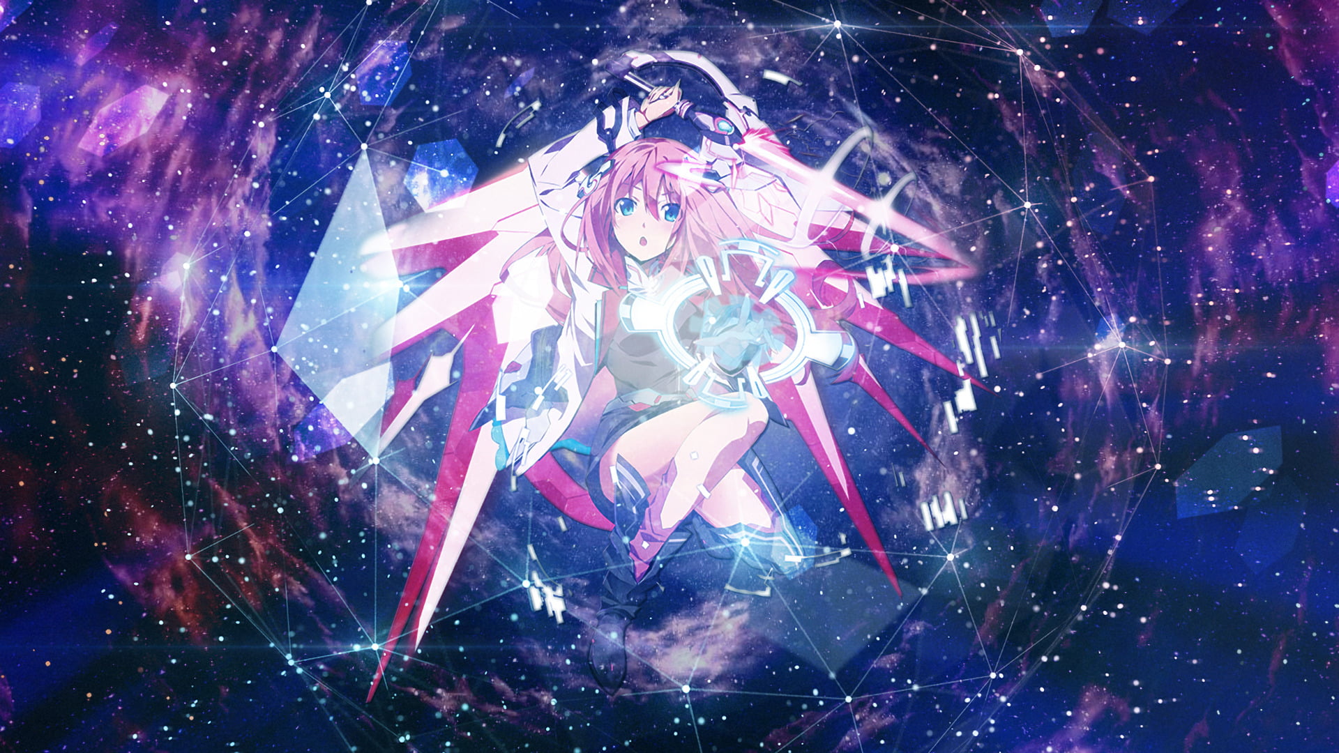 1080P, night, pink color, celebration, outdoors, motion, space, illuminated, no people, performance, Gakusen Toshi Asterisk, arts culture and entertainment, HD Wallpaper
