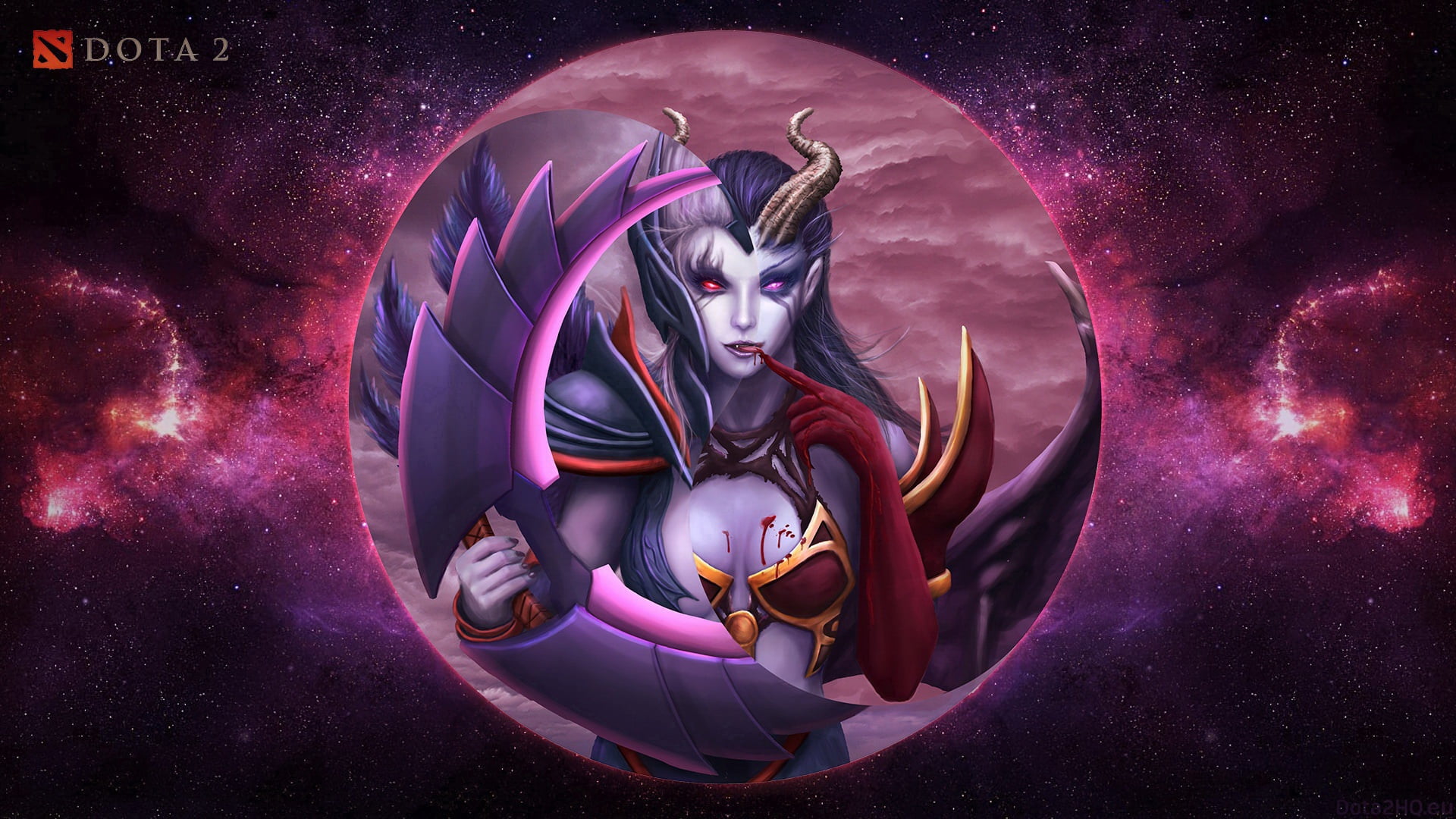 Akasha, 1080P, queen of pain, vengeful spirit, MOBA games, Dota 2, moon, HD Wallpaper