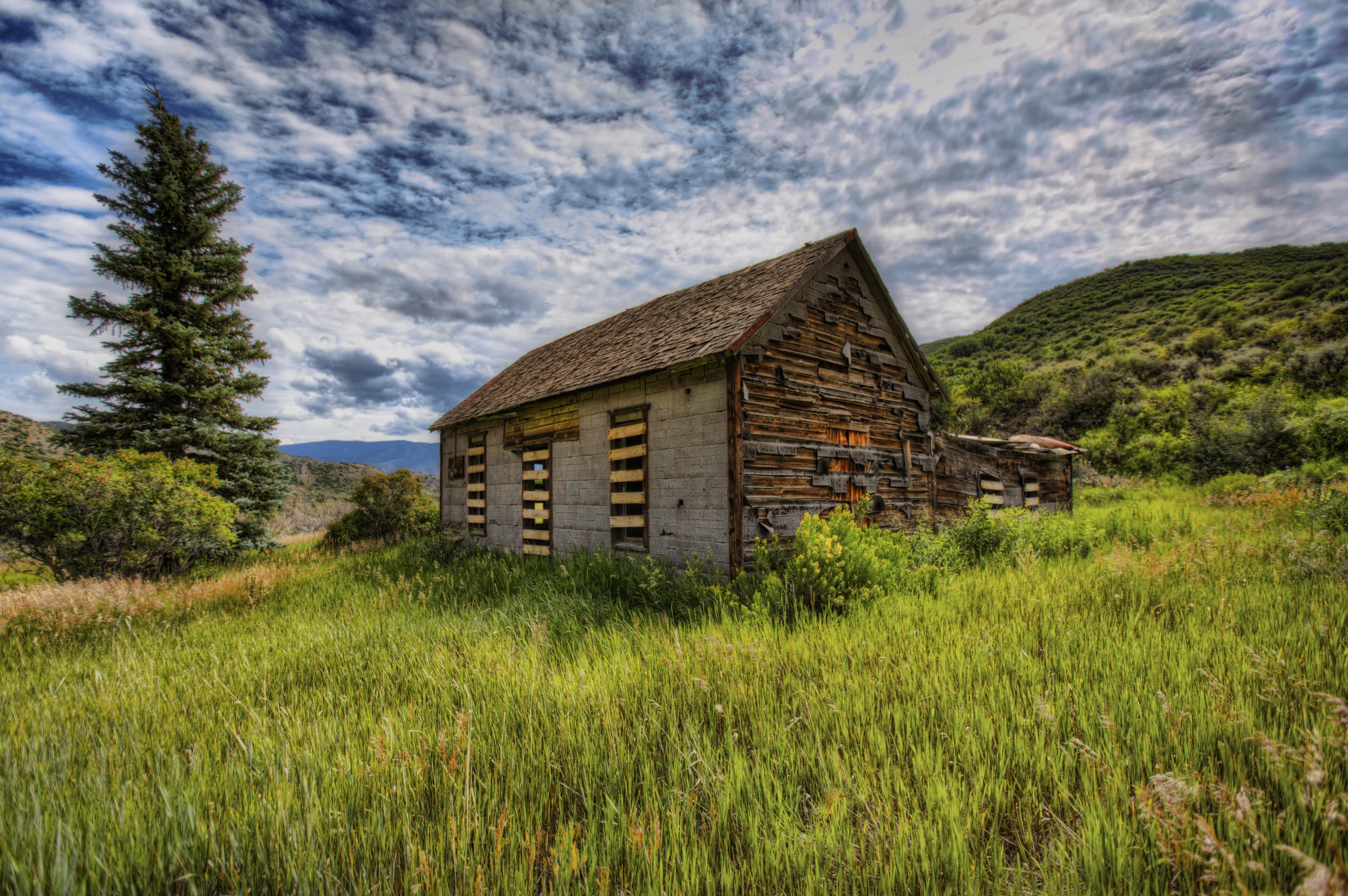 cabin, 35mm, Canon EF, rural Scene, architectural, Aspen, abandoned, Snowmass, brown, gray, daytime, clear, nature, sky, Colorado, hill, photography, Boarded Up, HD Wallpaper
