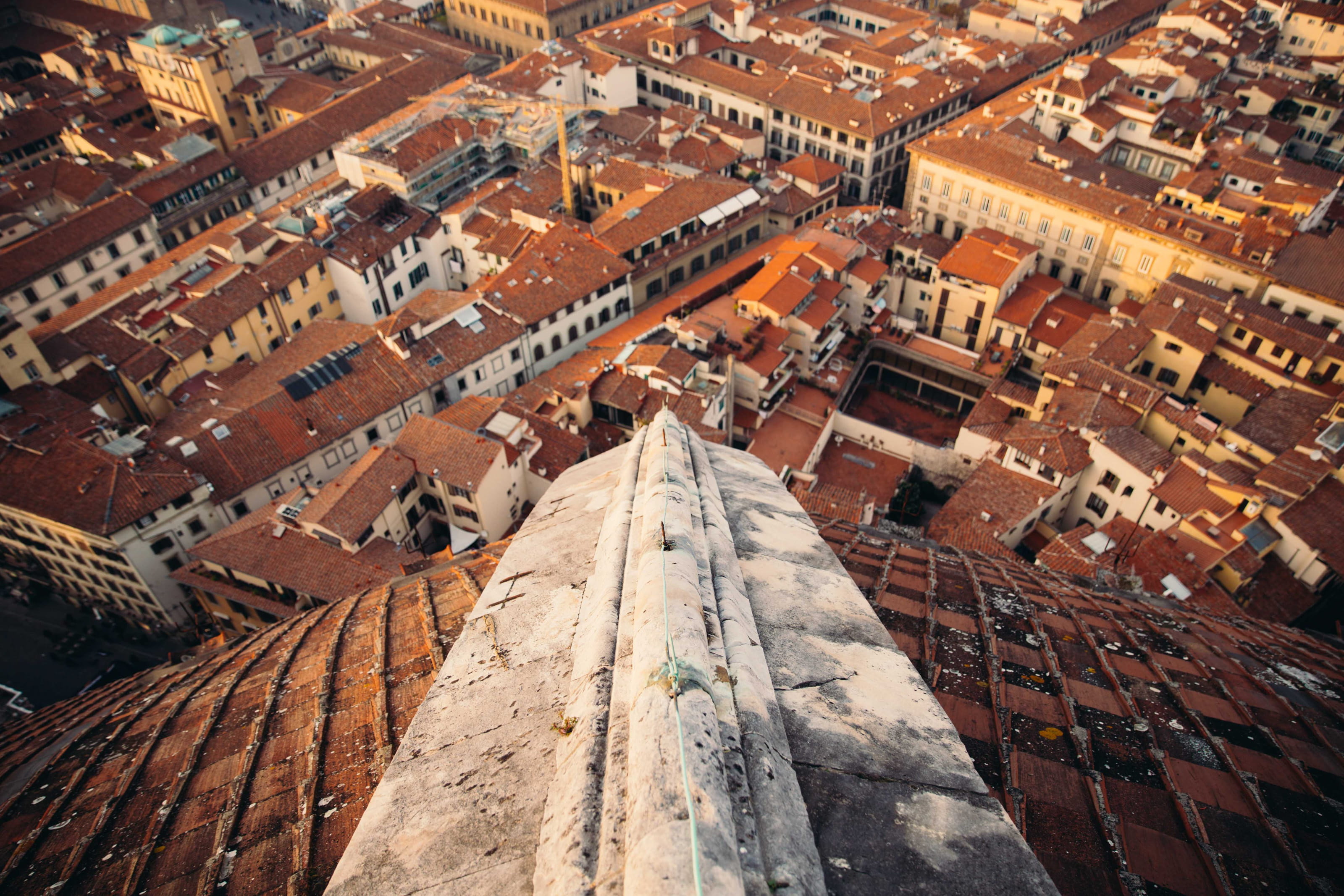 tower, building exterior, city, destination, town, tourists, house, aerial view, high angle view, residential district, view, travel, florence cathedral, HD Wallpaper
