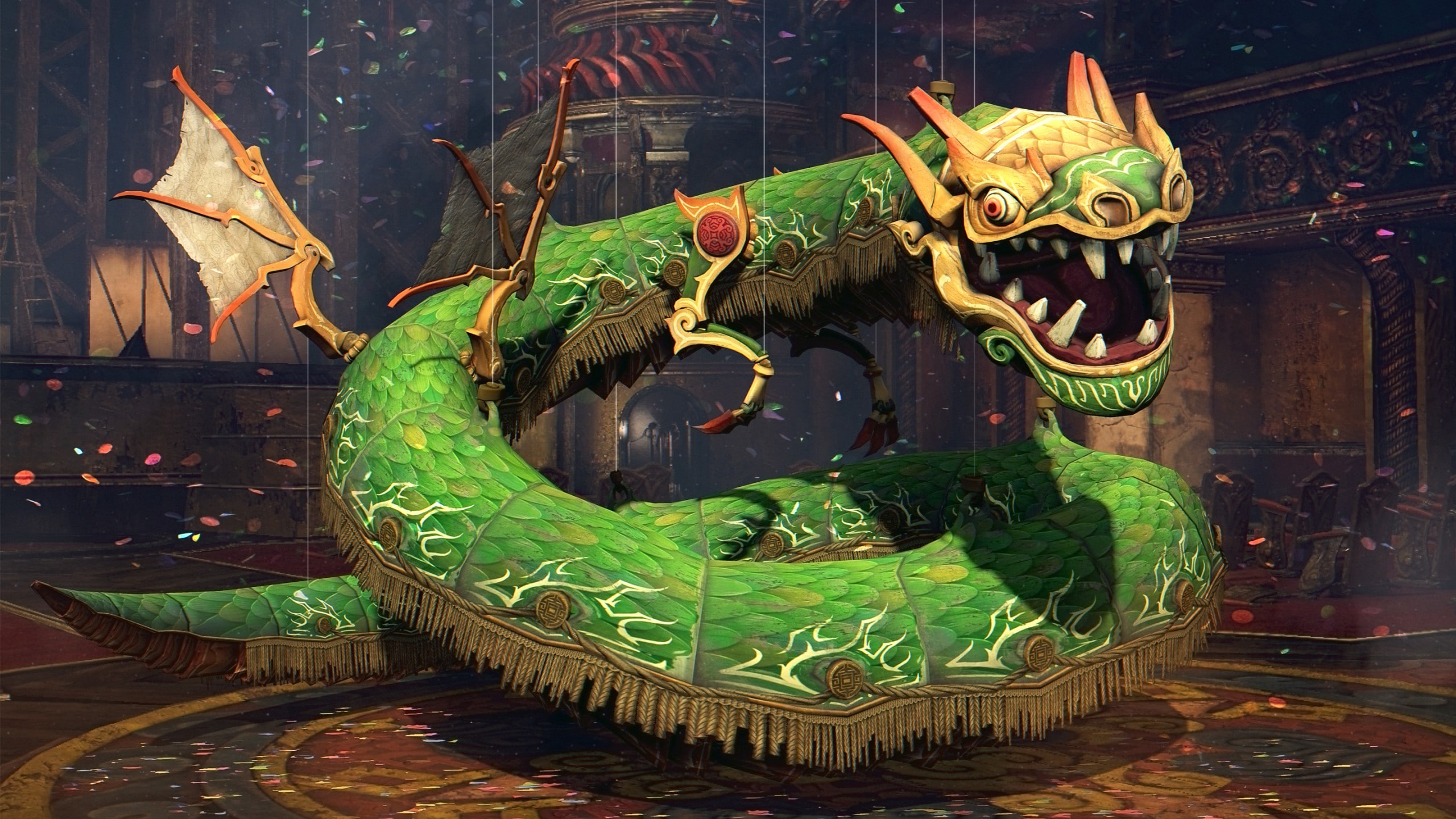  4k, 2K, dragon, asian, brown, digital, green, dance, Japanese, HD Wallpaper