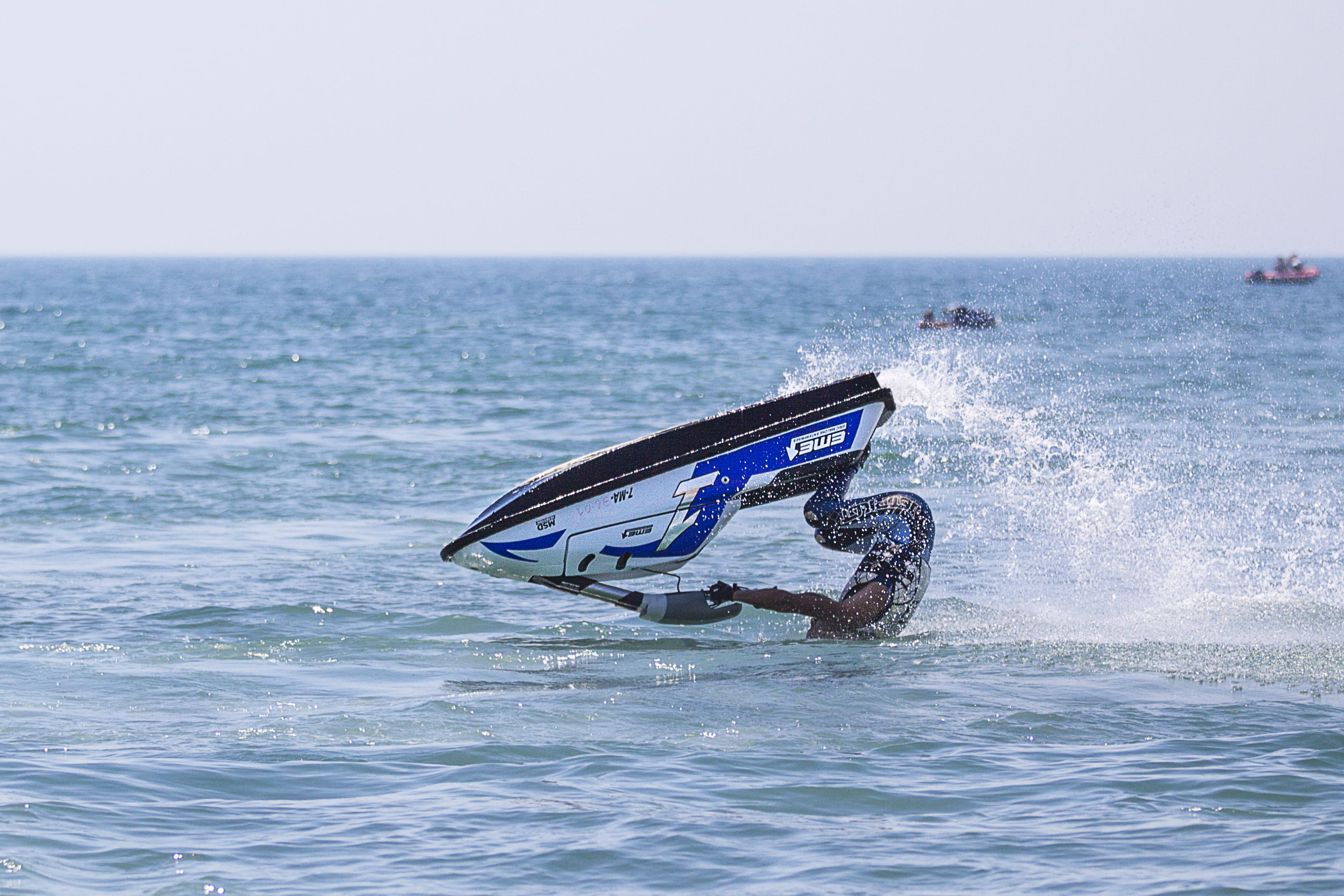 huelin, sport, sea, acrobacia, agua, water, copy space, sky, one person, quino, horizon over water, splashing, beauty in nature, 2K, day, moto acuatica, HD Wallpaper