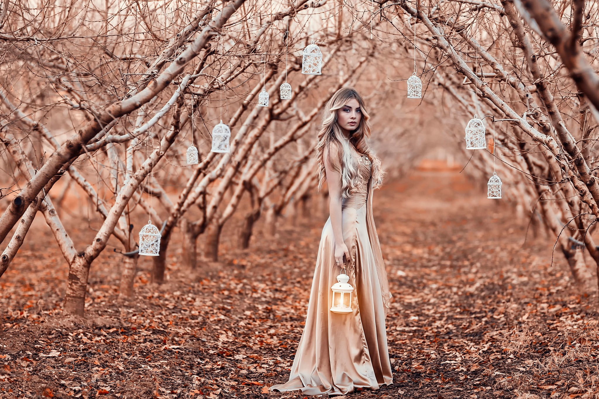 land, 1080P, autumn, standing, adult, nature, young adult, plant, outdoors, hair, hairstyle, tree, plant part, one person, beautiful people, Alessandro Di Cicco, HD Wallpaper