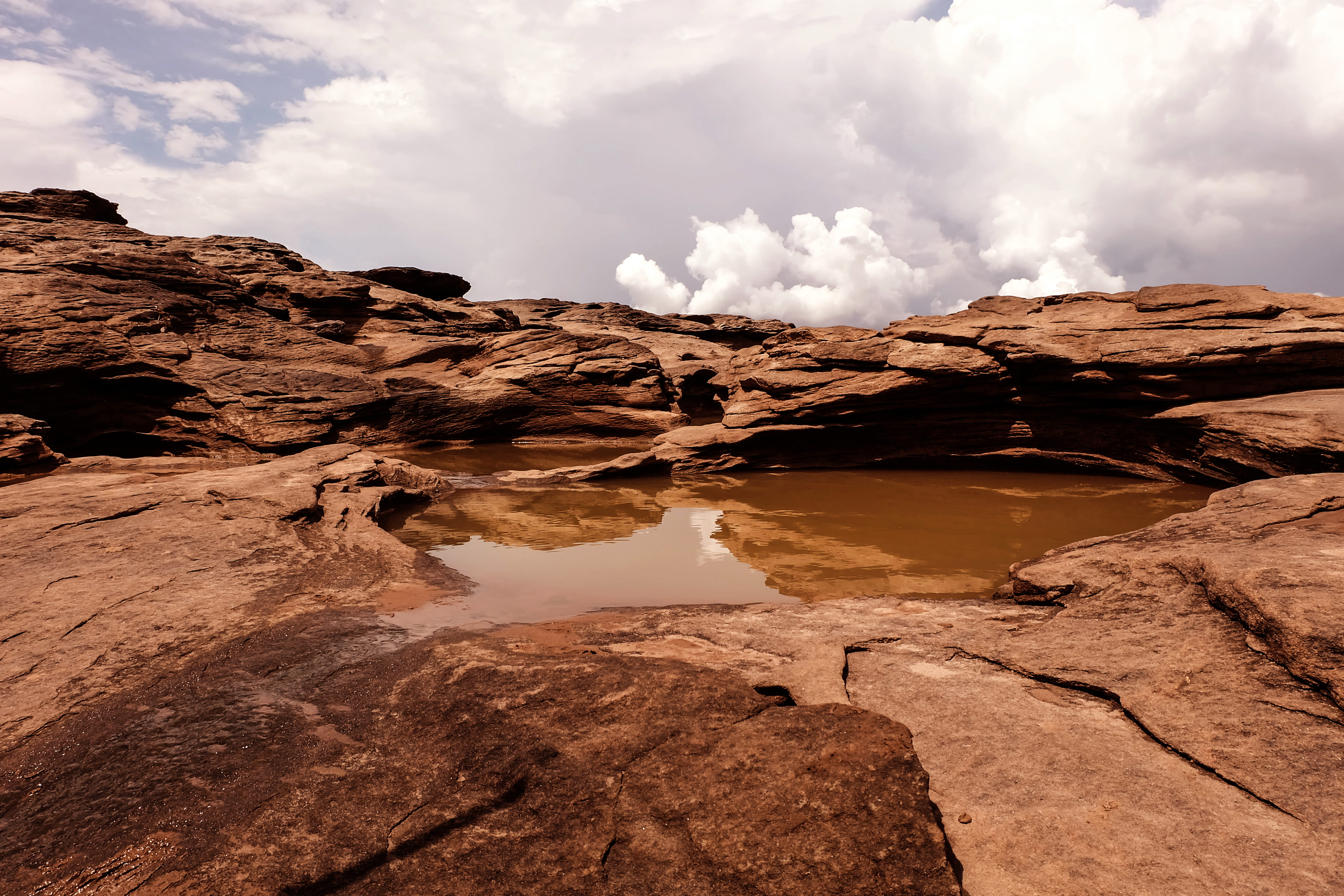 no people, sky, beauty in nature, solid, tranquility, creek, mars, environment, outdoors, day, physical geography, lao ngam, terrain, 4K, cloud - sky, HD Wallpaper