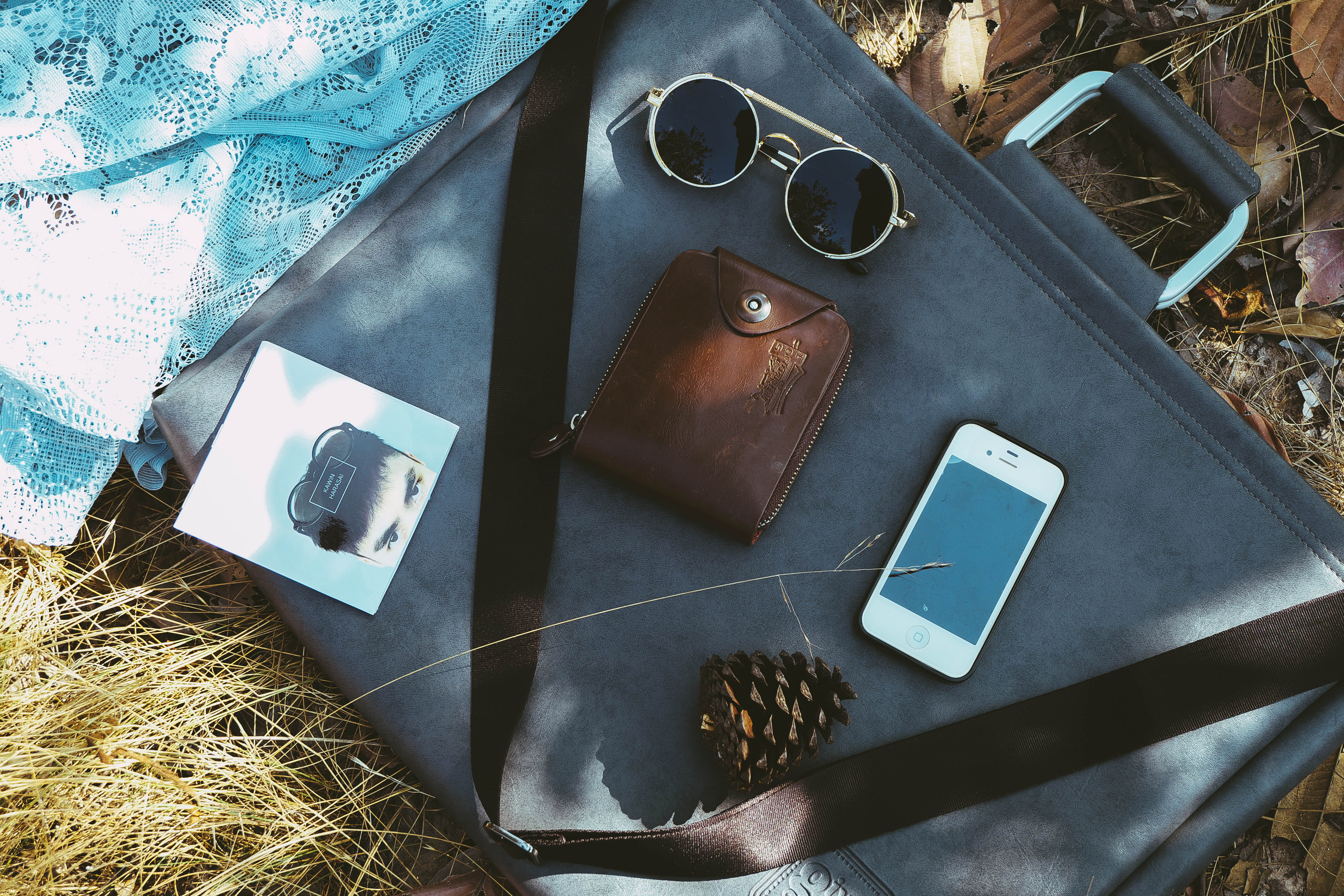 outdoors, 4K, day, iphone, high angle view, no people, bag, glasses, personal accessory, old, close-up, plant, fashion, sunglasses, directly above, still life, HD Wallpaper