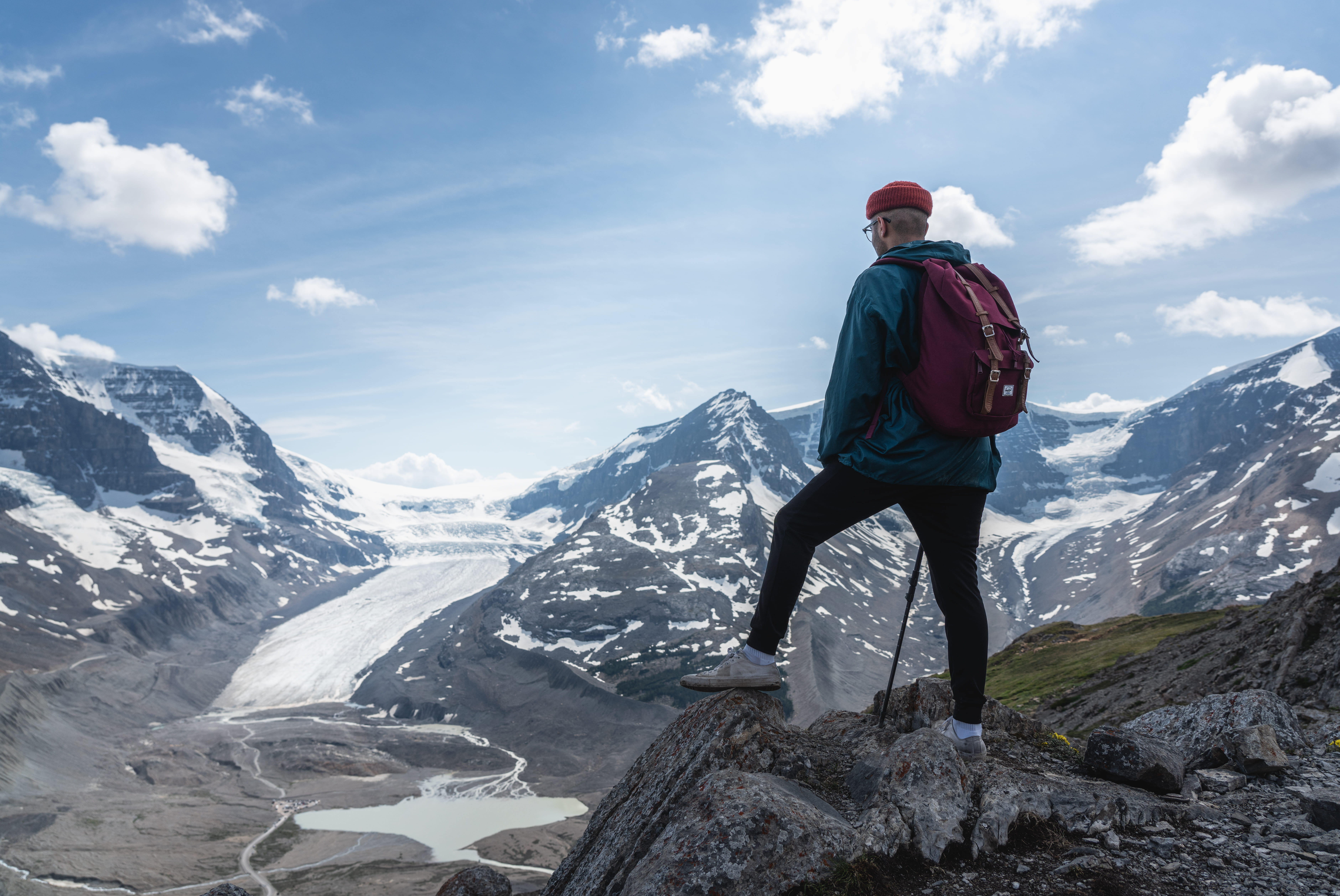 5K, outside, outdoors, hiking, leisure activity, daytime, human, nature, hike, snowcapped mountain, person, rear view, lifestyles, non-urban scene, summit, HD Wallpaper