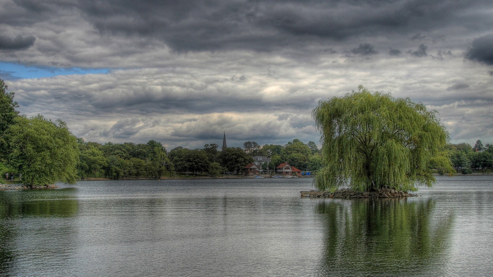 outdoors, extreme weather, tree, scenics - nature, tranquil scene, sky, growth, 1080P, day, island, landscape, beauty in nature, cloud - sky, lake, storm cloud, HD Wallpaper