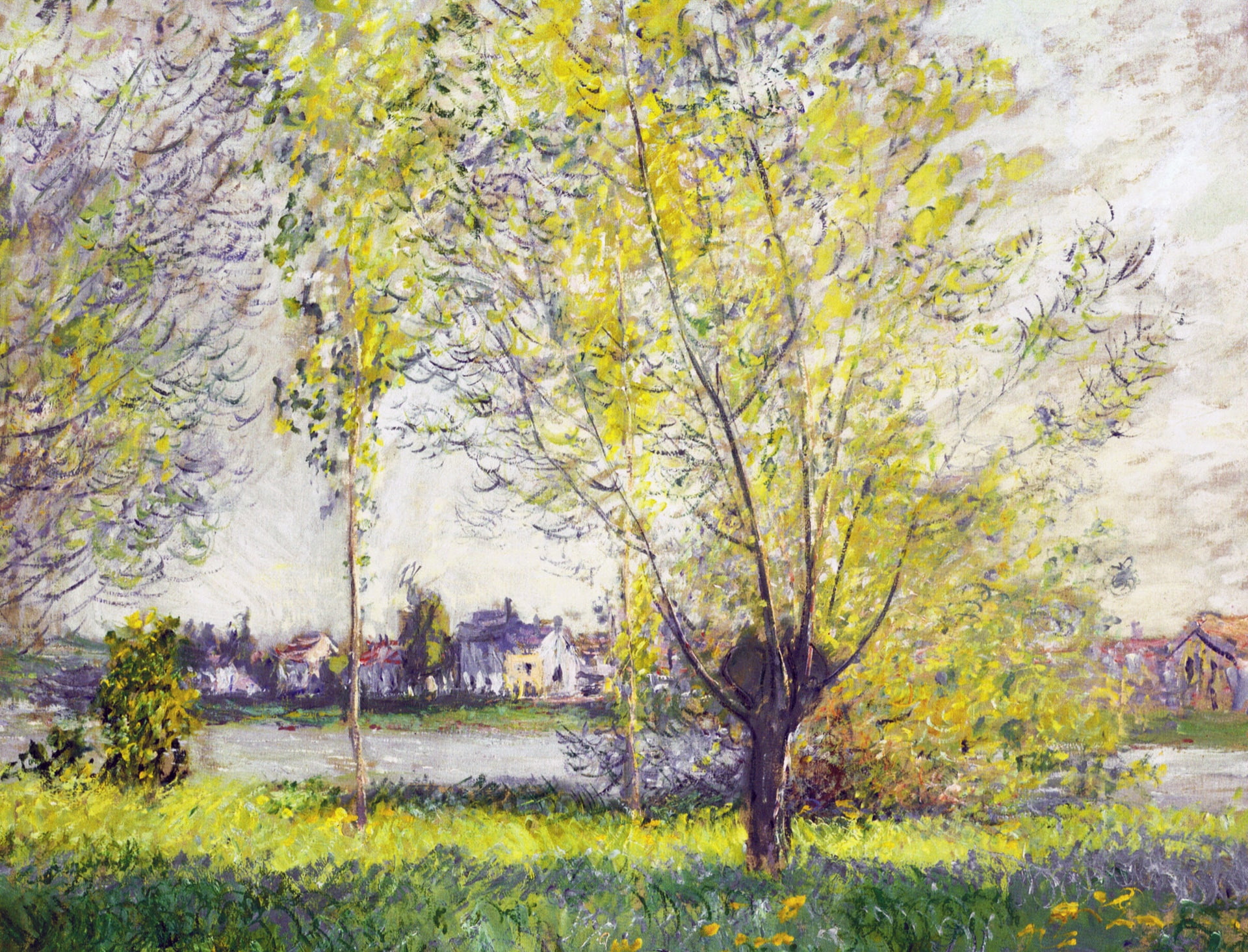 picture, Willow, landscape, nature, 1080P, Claude Monet, HD Wallpaper