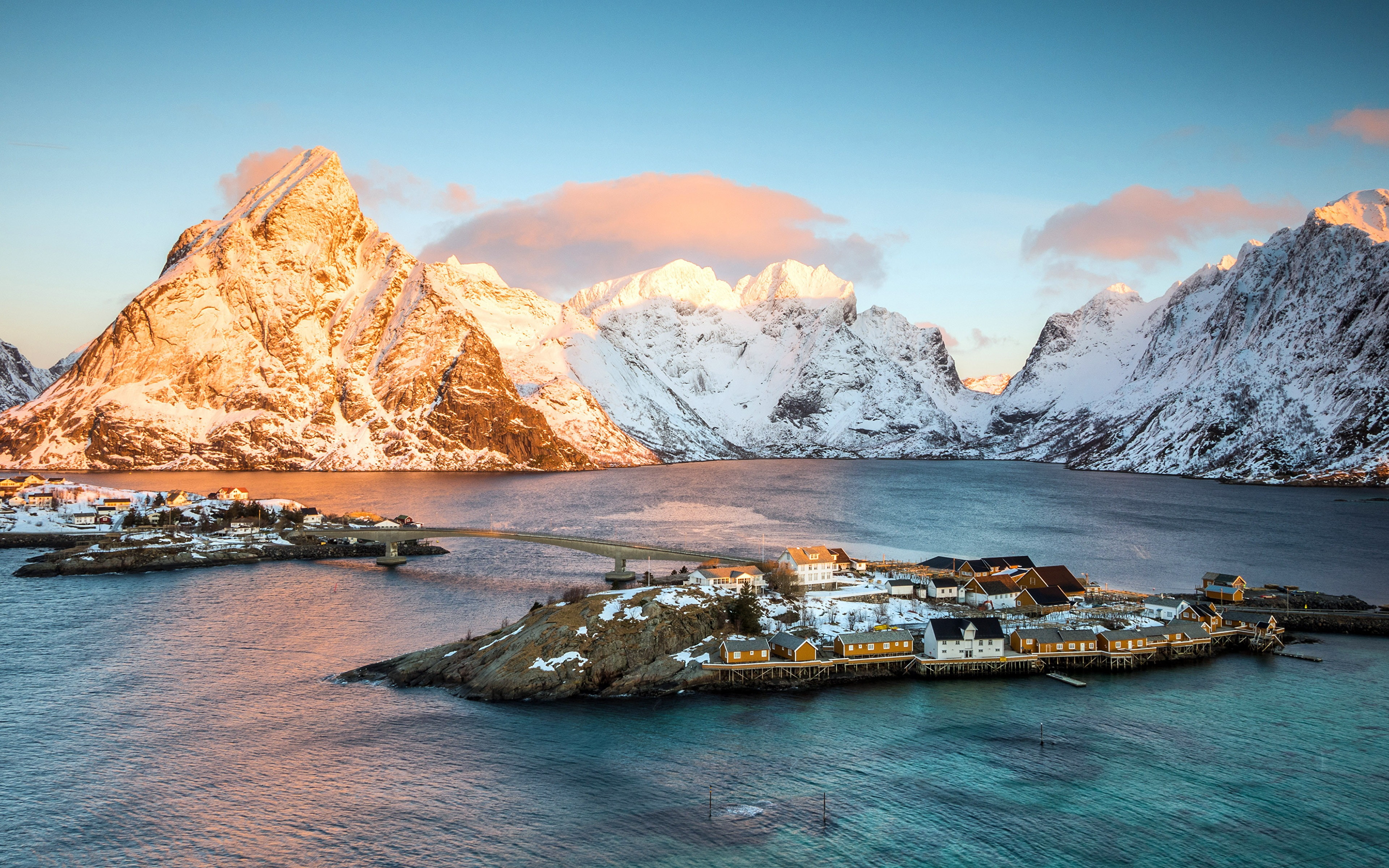 norway, idyllic, rock formation, rock - object, beauty in nature, winter, waterfront, nature, sea, lofoten, bay, no people, tranquil scene, mountains, tranquility, HD Wallpaper