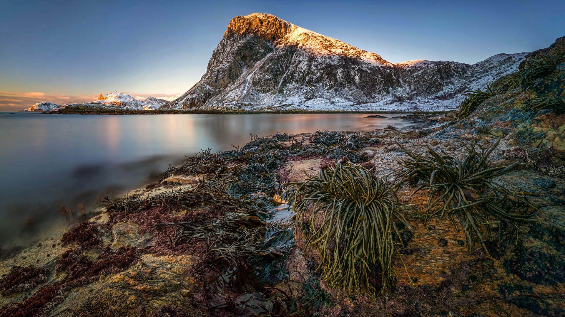norway, desktop, high, hd, kvalvika, lofoten, coast, winter, definition, mountains, landscape, 1080P, HD Wallpaper