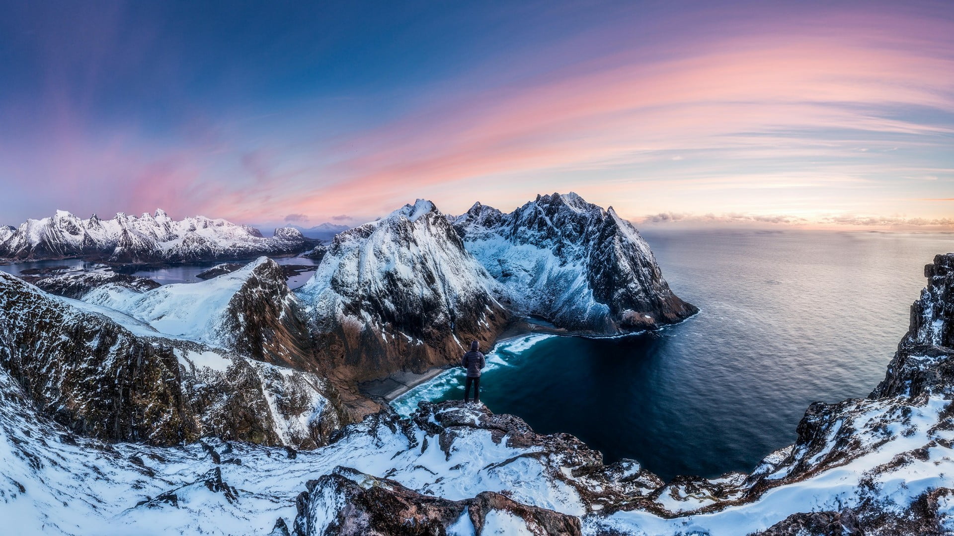 cold temperature, 1080P, water, ryten, sky, photography, scenics - nature, cloud - sky, fjord, nature, ice, winter, terrain, morning, mountain, landscape, HD Wallpaper