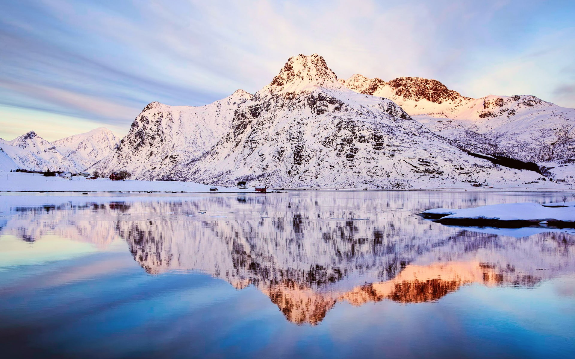 Scenery, Water, Reflection, 1080P, Mountains, Snow, Sky, Winter, Lake, Norway, HD Wallpaper