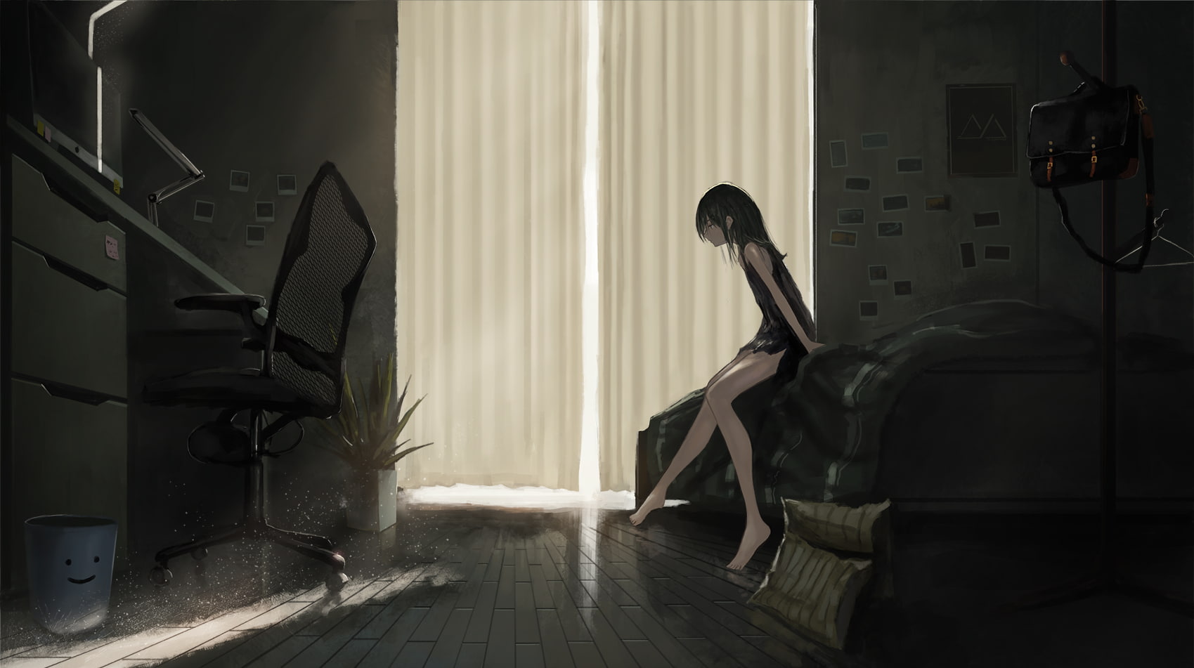 720P, indoors, legs, barefoot, anime, interior, anime girls, HD Wallpaper