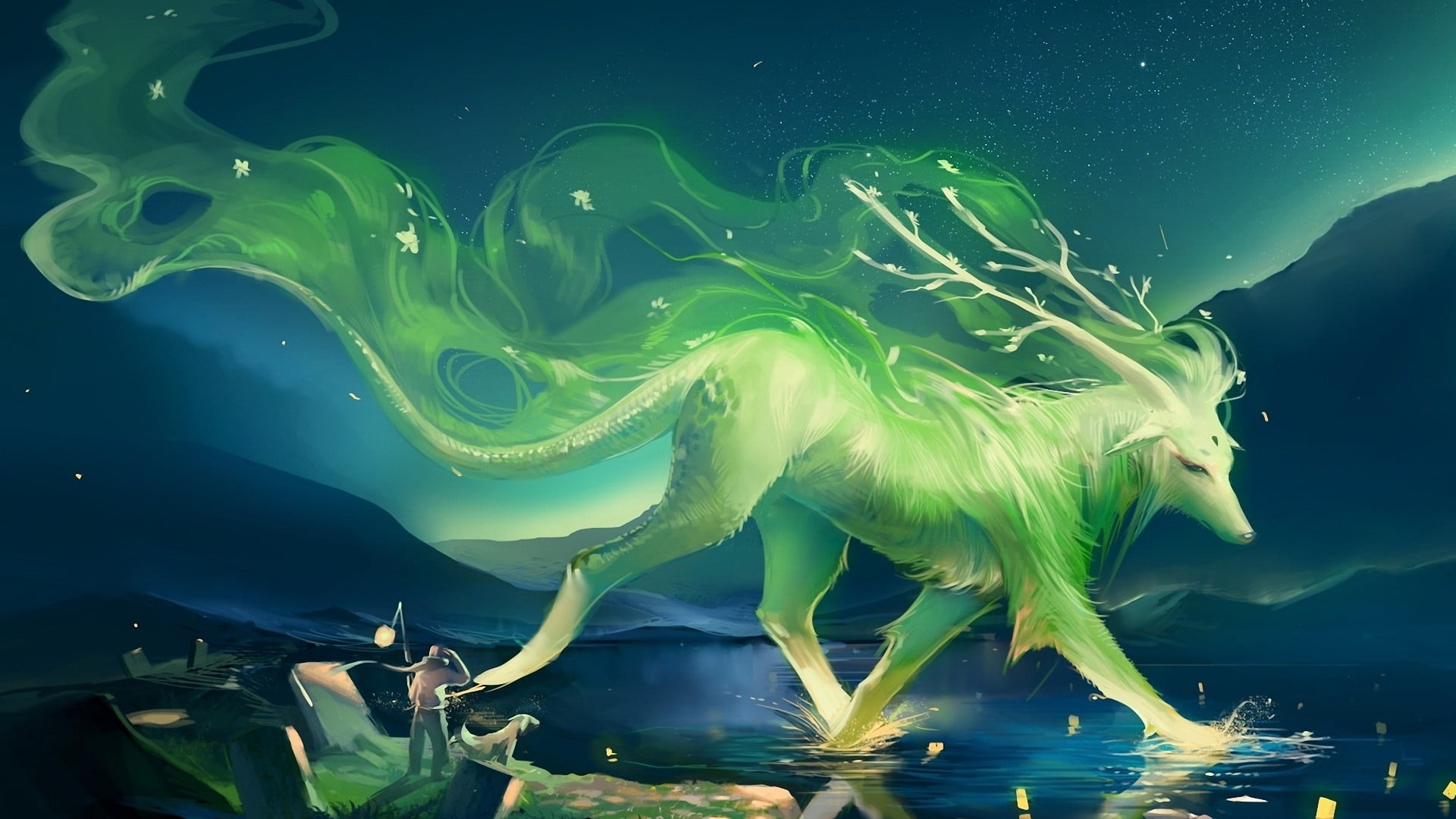 no people, animal themes, animal, nature, underwater, sea, beauty in nature, blue, 1080P, animated, marine, green color, fantasy art, turquoise colored, HD Wallpaper