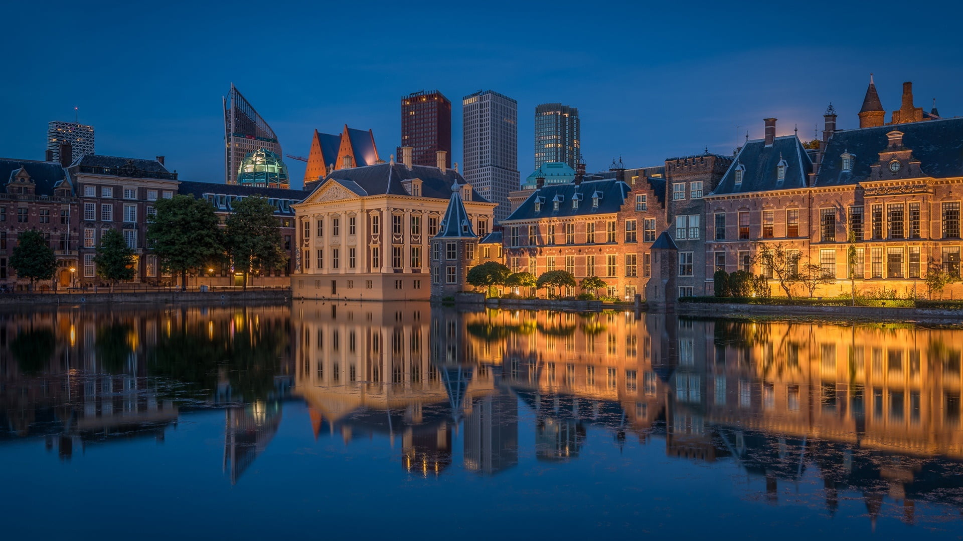 Night, Reflection, 1080P, Cities, The Hague, City, HD Wallpaper