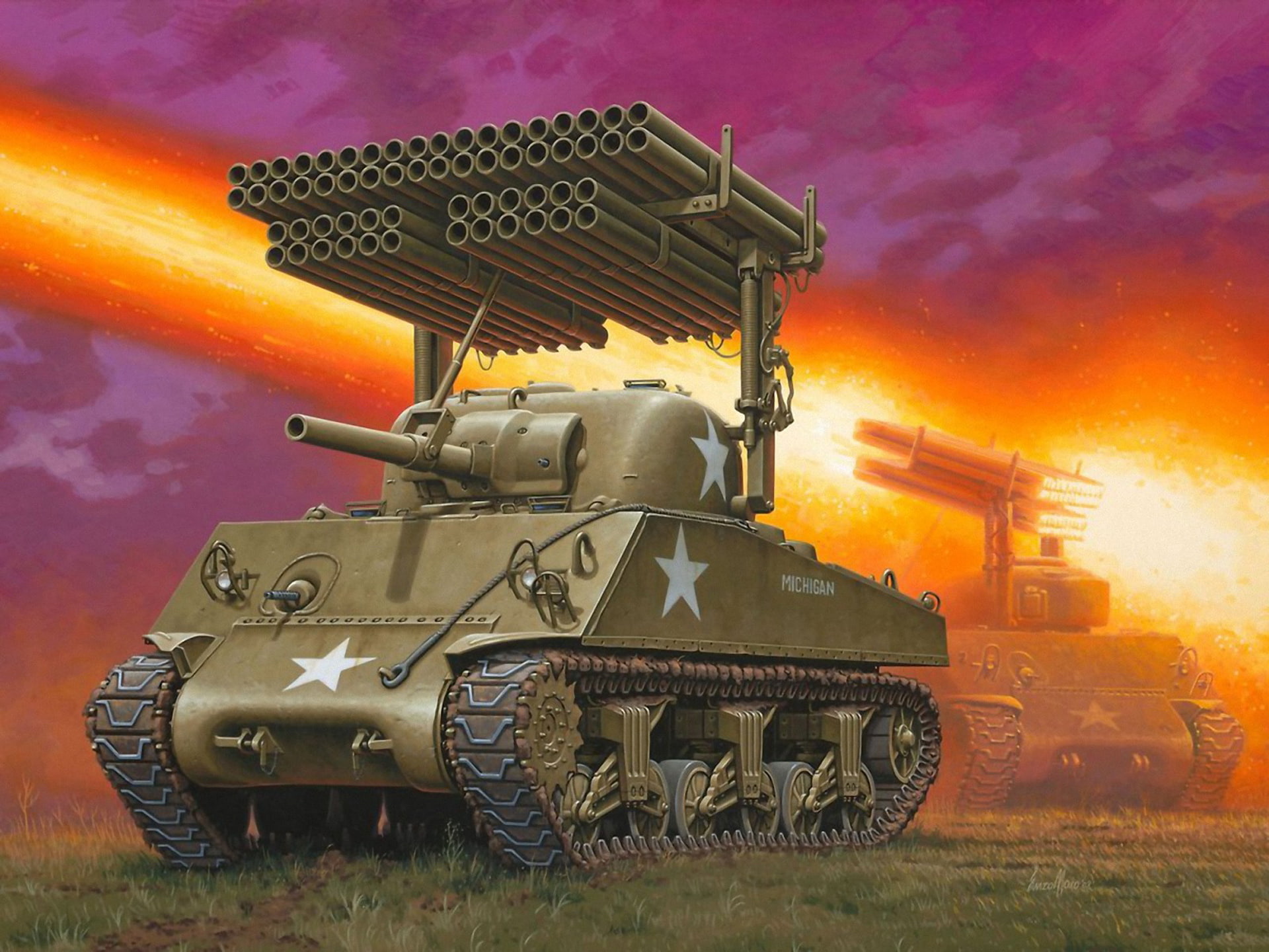 weapon, fire, 1080P, France, for, tank, installation, armed forces, sky, American, field, fighting, launcher, average, outdoors, Prekrasnaya, developed, HD Wallpaper