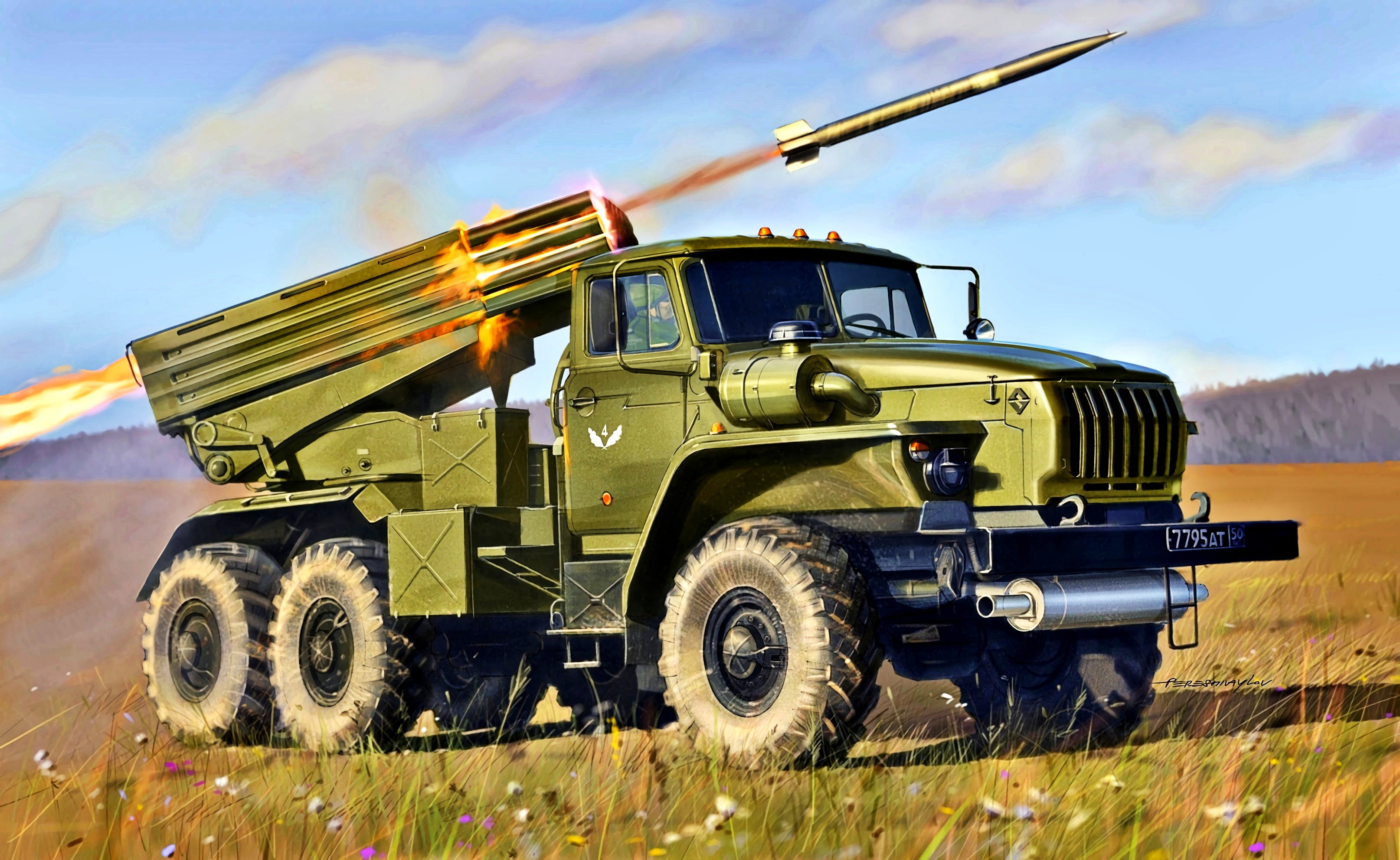 Military Vehicles, 2K, BM-21 Grad, Rocket Launcher, Artistic, Vehicle, HD Wallpaper