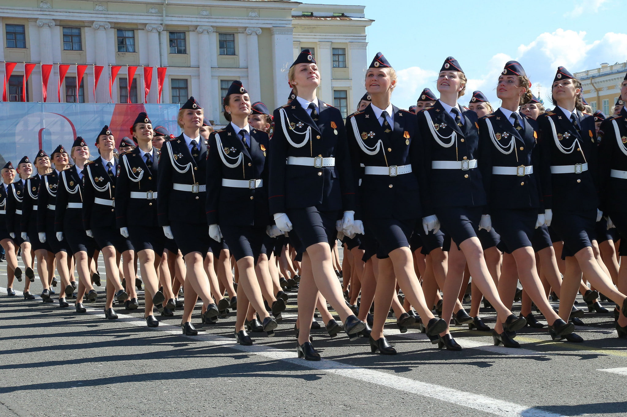 parade, 1080P, victory day, form, holiday, red square, girls, HD Wallpaper